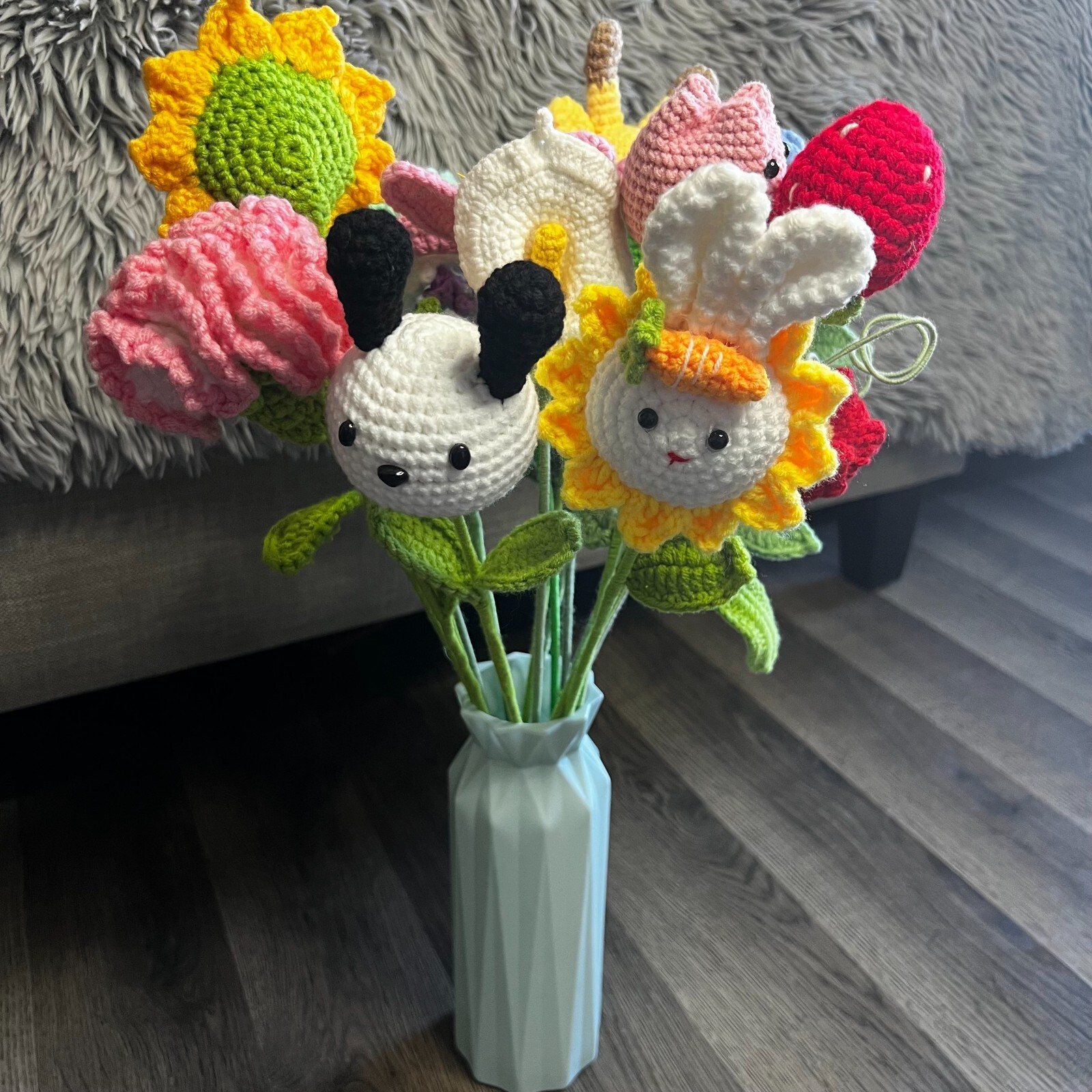 Hand Knitted Flower Yarn Crochet Flowers Hand Craft