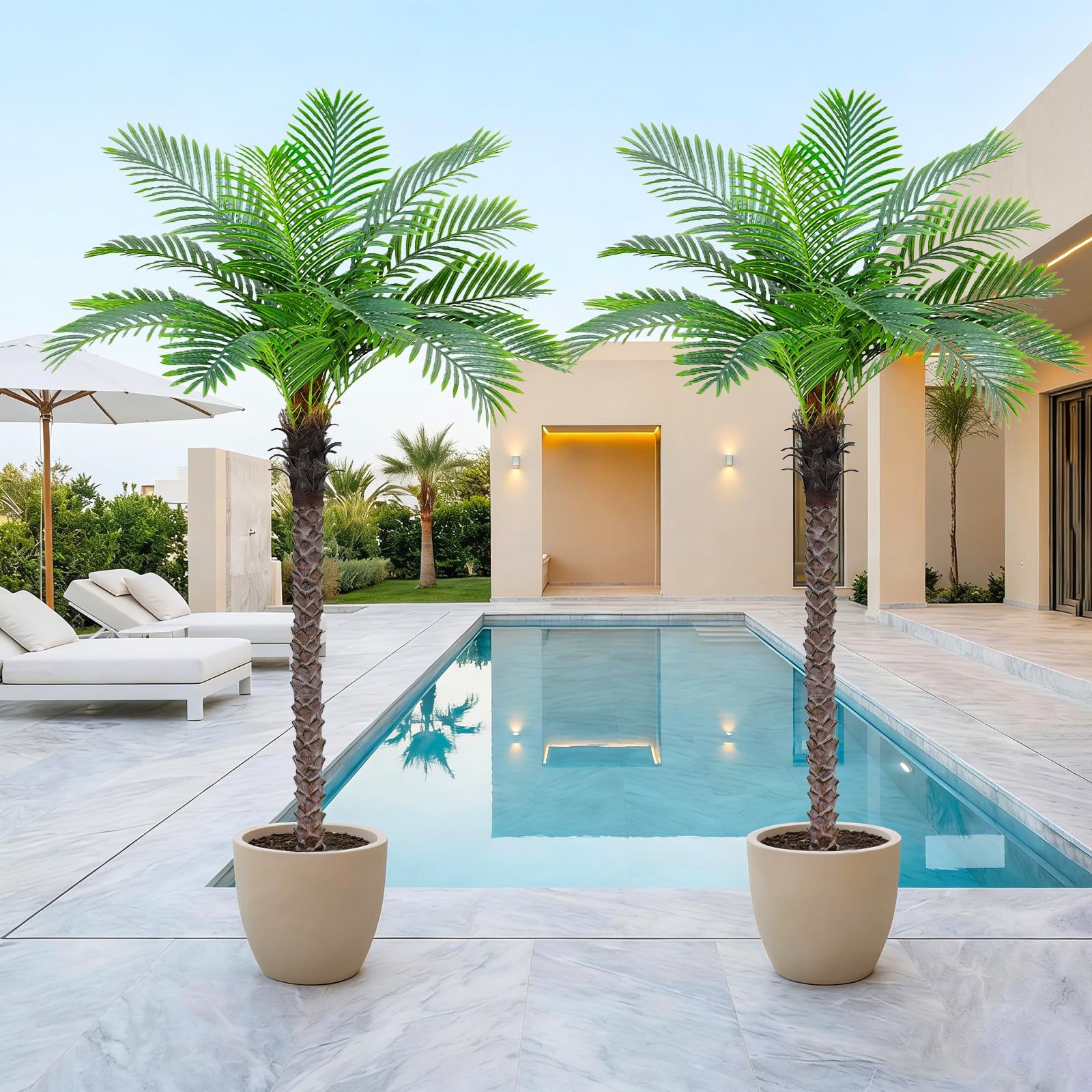6FT Artificial Phoenix Palm Tree, Tall Tropical Fake Coconut Trees Indoor & O…