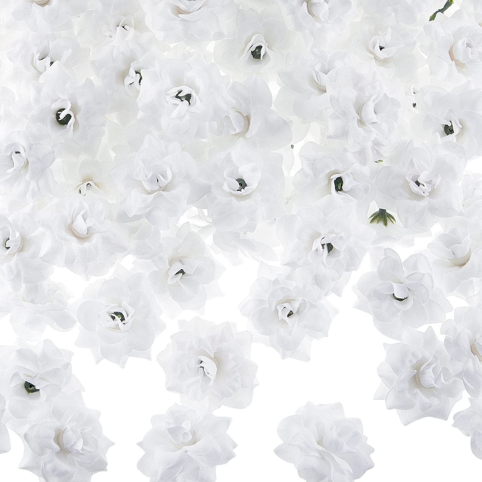 100 Pieces 1.77″ White Artificial Roses Head Bulk Small Silk Fake Rose Buds f…