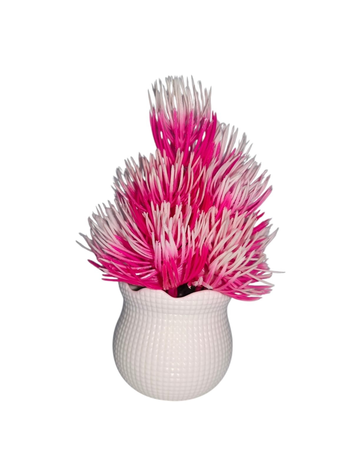 Artificial Pink Orange Red Decorative Plant in White Pot Home Office Decor