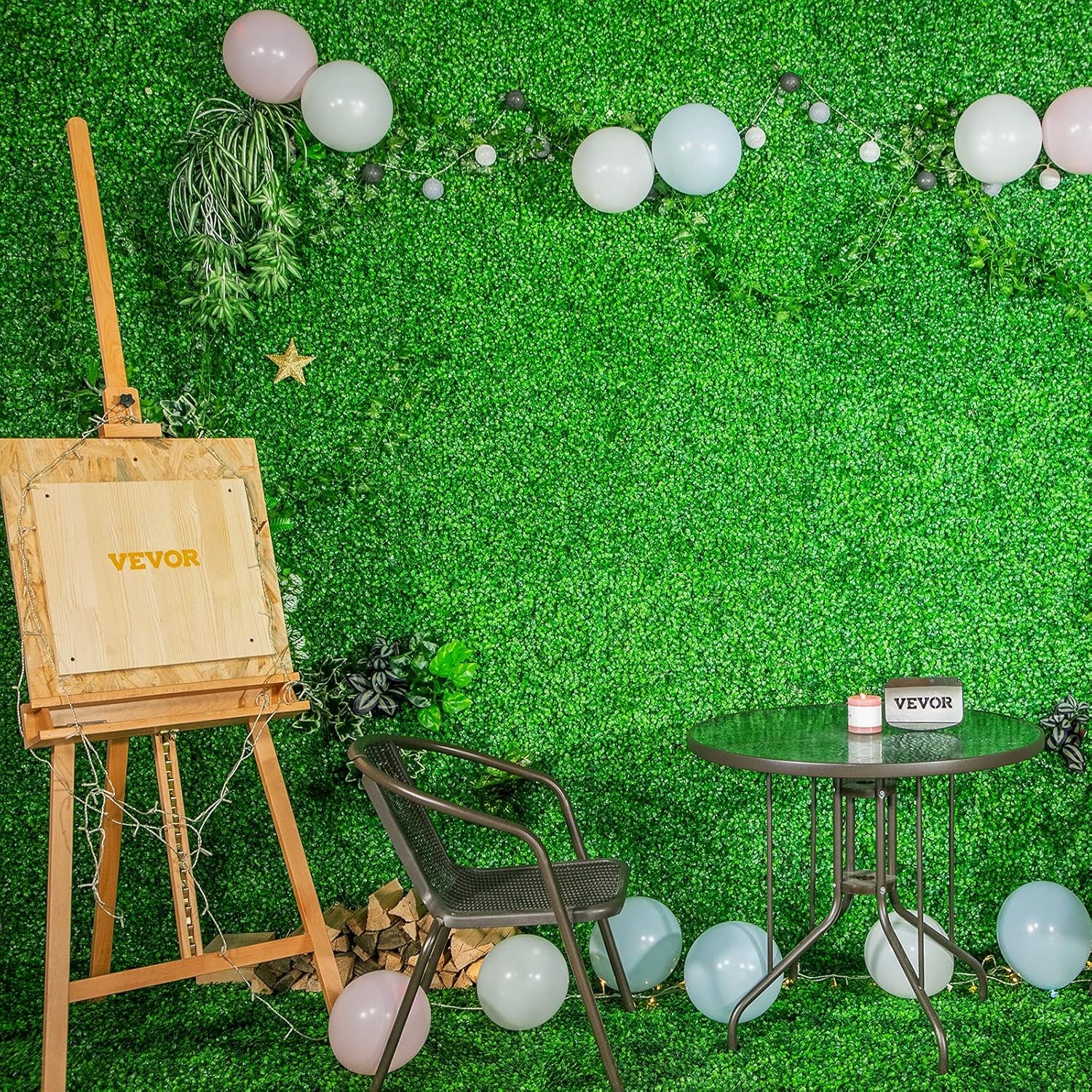 Artificial Boxwood Panel 24pcs 20 x 20 in Green Fake Grass Wall | 1.6 in Sun