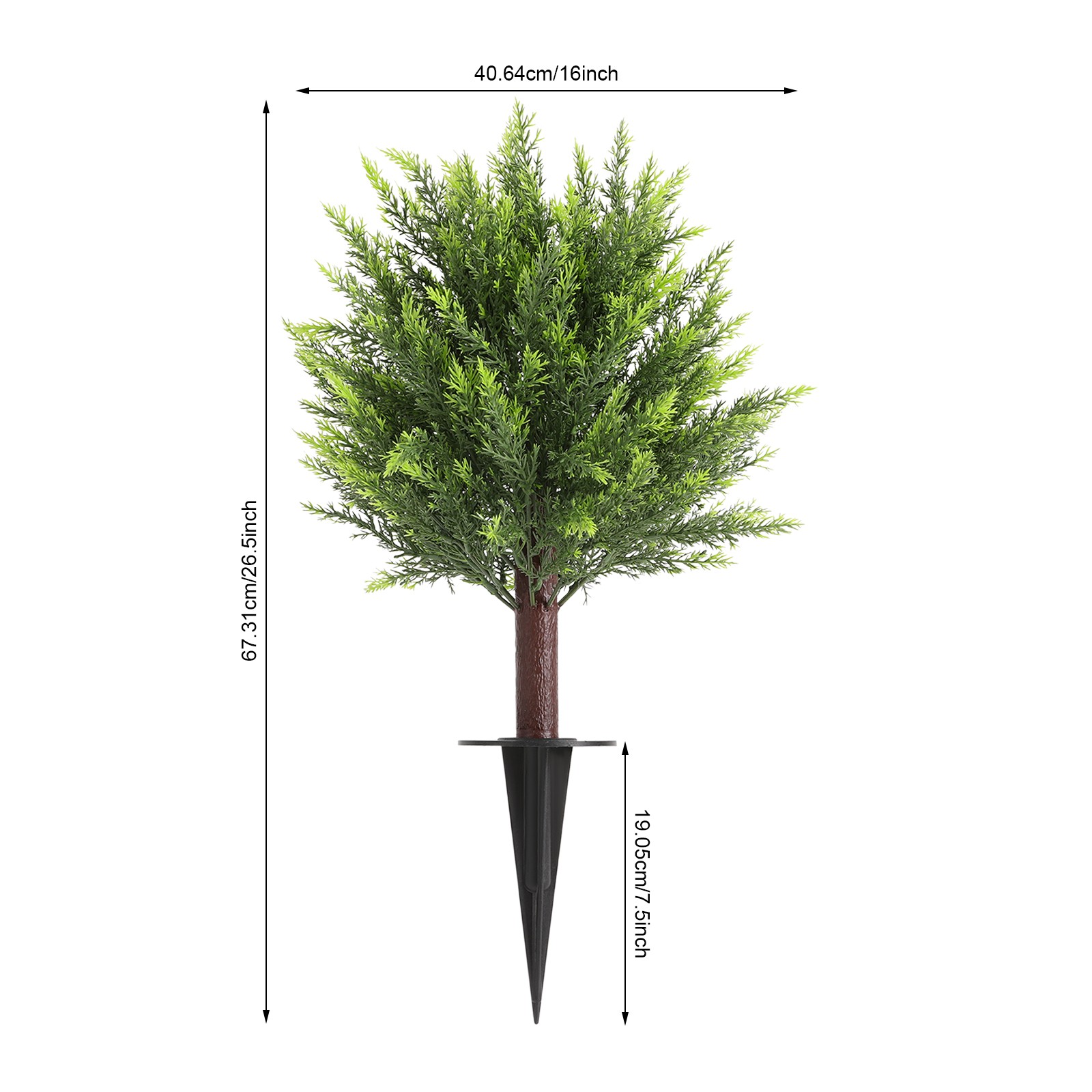 2 pcs 19x16x26.5in Faux Evergreen Trees Shrubs Artificial Plants w/ Ground Spike