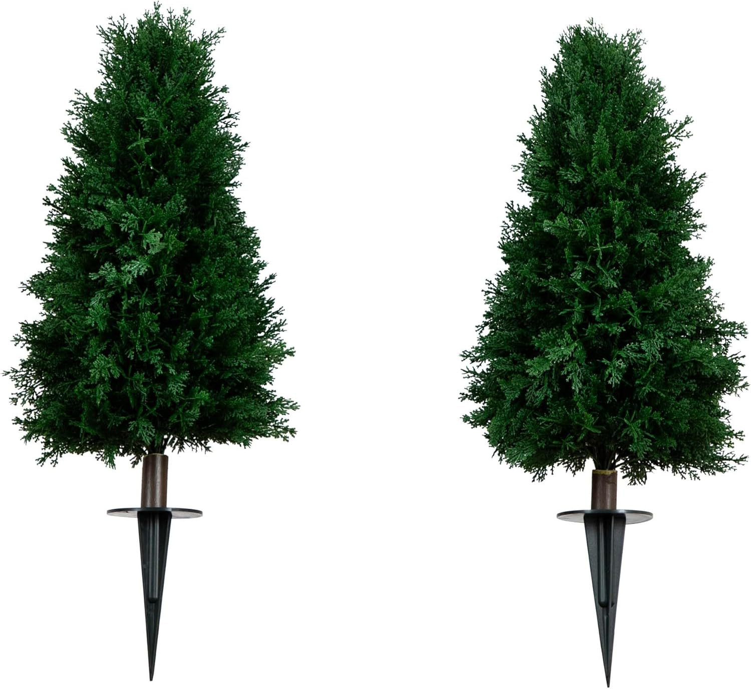 Set of 2 UV Resistant 2.5Ft Artificial Cedar Plants with Ground Stake