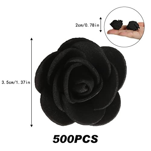 Mini Foam Rose Heads 500PCS Black Artificial Flowers for DIY Crafts Wedding