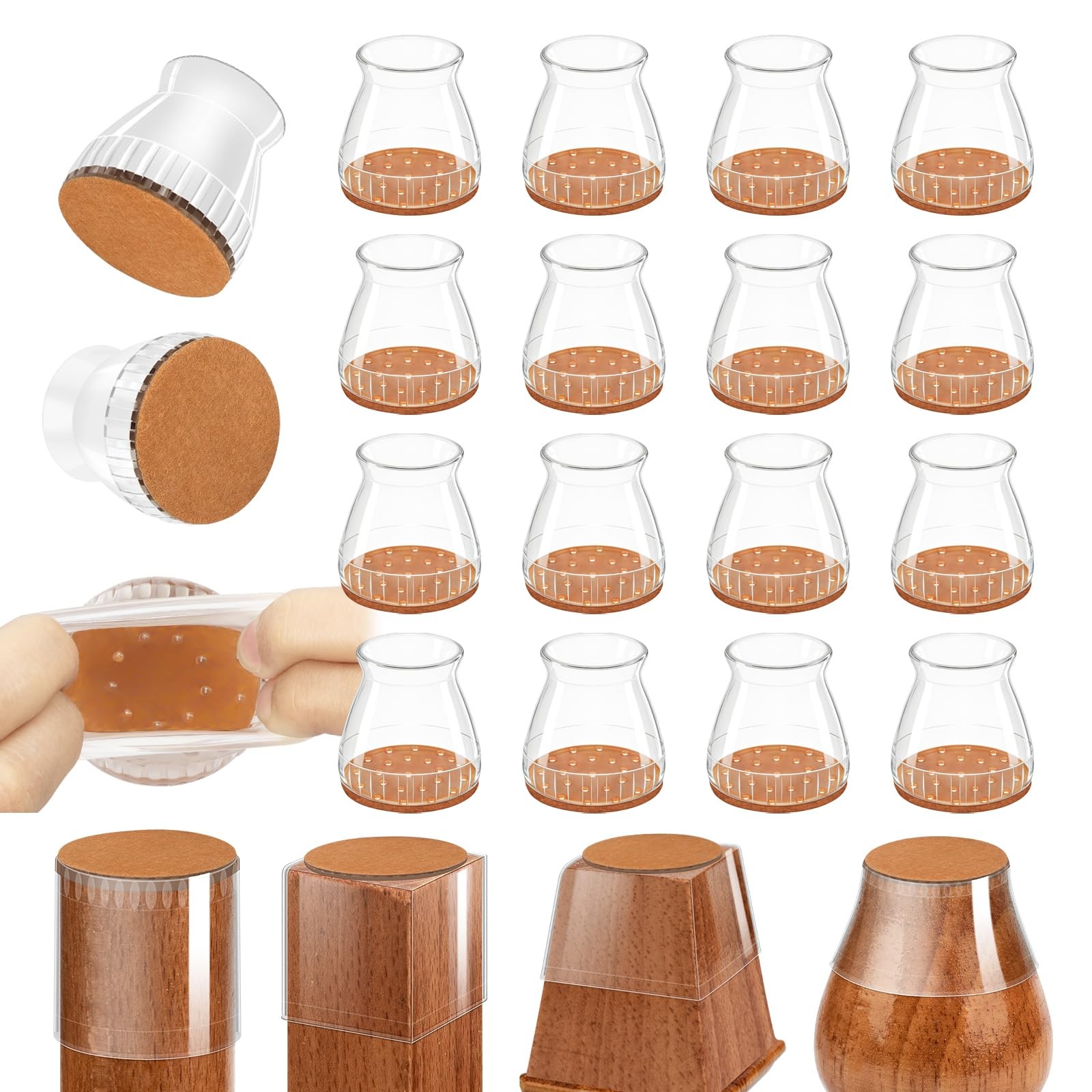 Chair Leg Floor Protectors, 24 Pack Silicone Universal L, Clear（24pcs）
