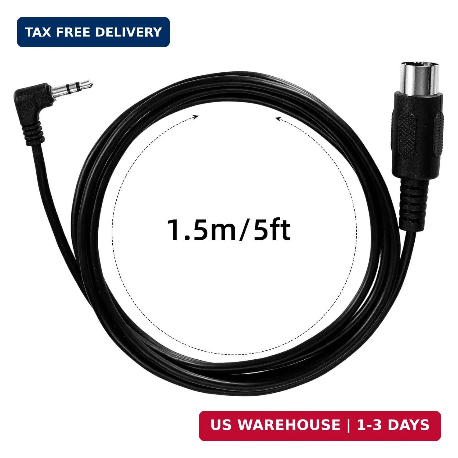 2pcs Type A 3.5mm/0.14in TRS to Male 5-Pin DIN MIDI Cable Adapter, 1.5m/59in Lon
