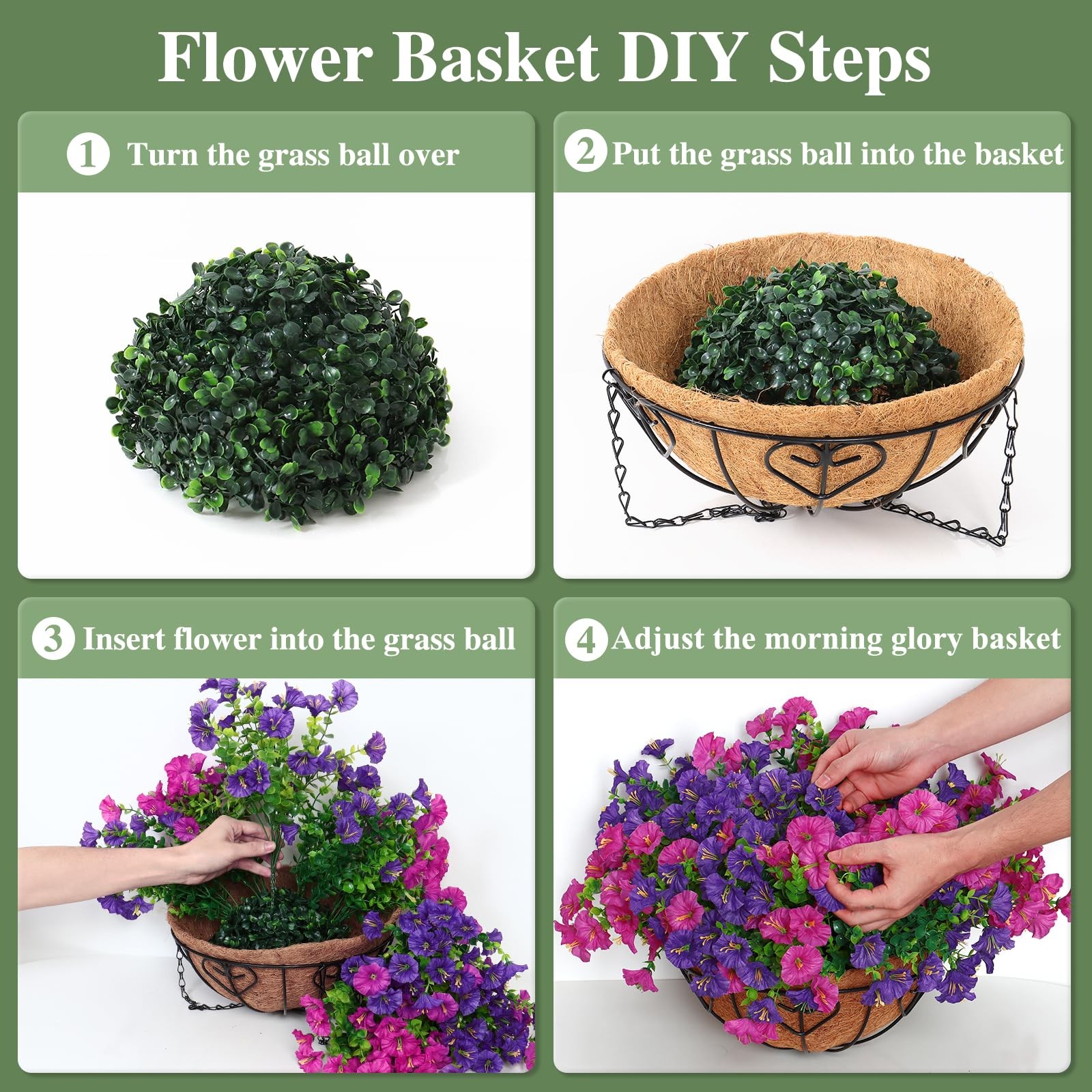 KHOYIME Artificial Hanging Flowers Plants Basket for Outdoors Indoor, 2 Set F…