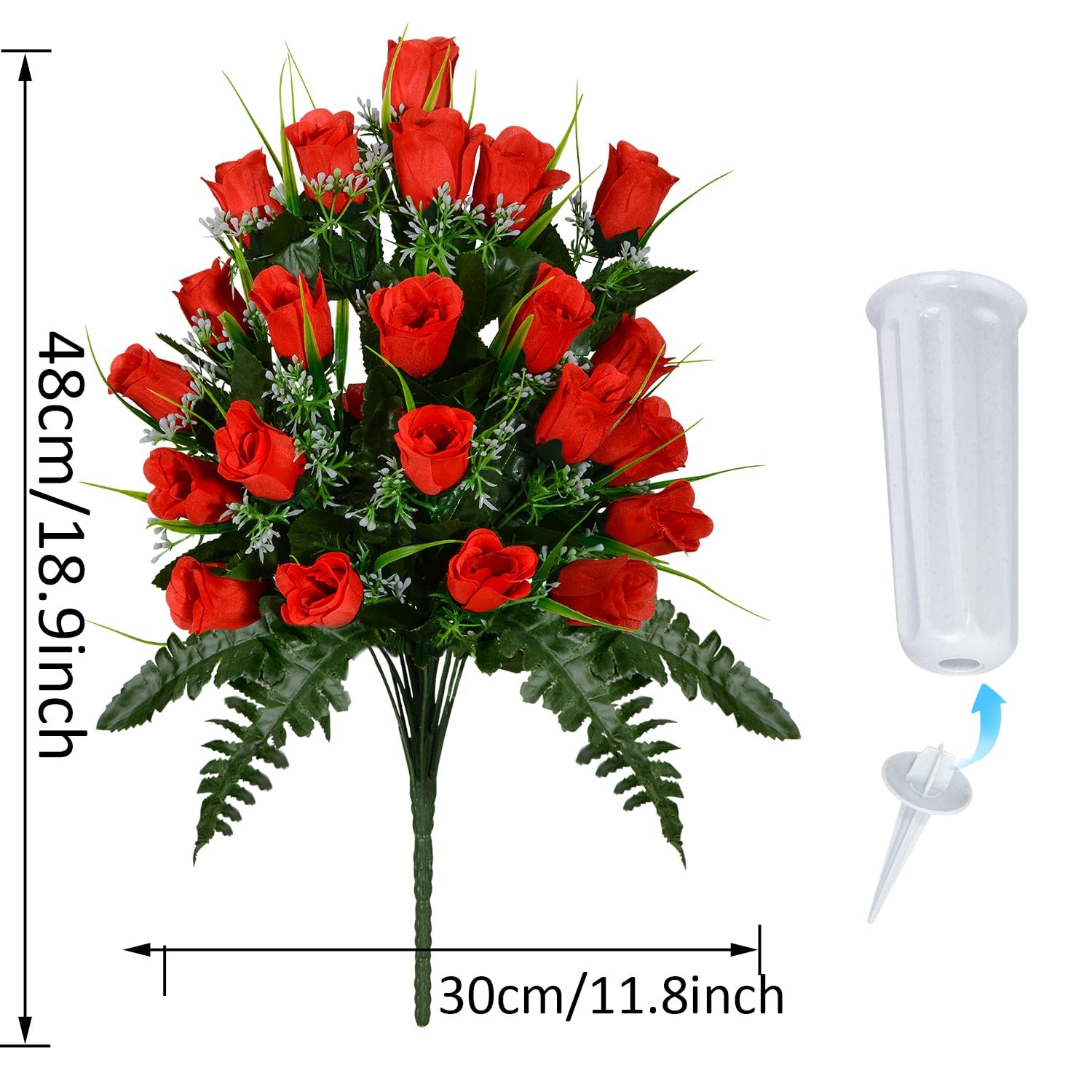 Artificial Cemetery Flowers, Grave Decorations Roses, Memorial Flowers Bouque…