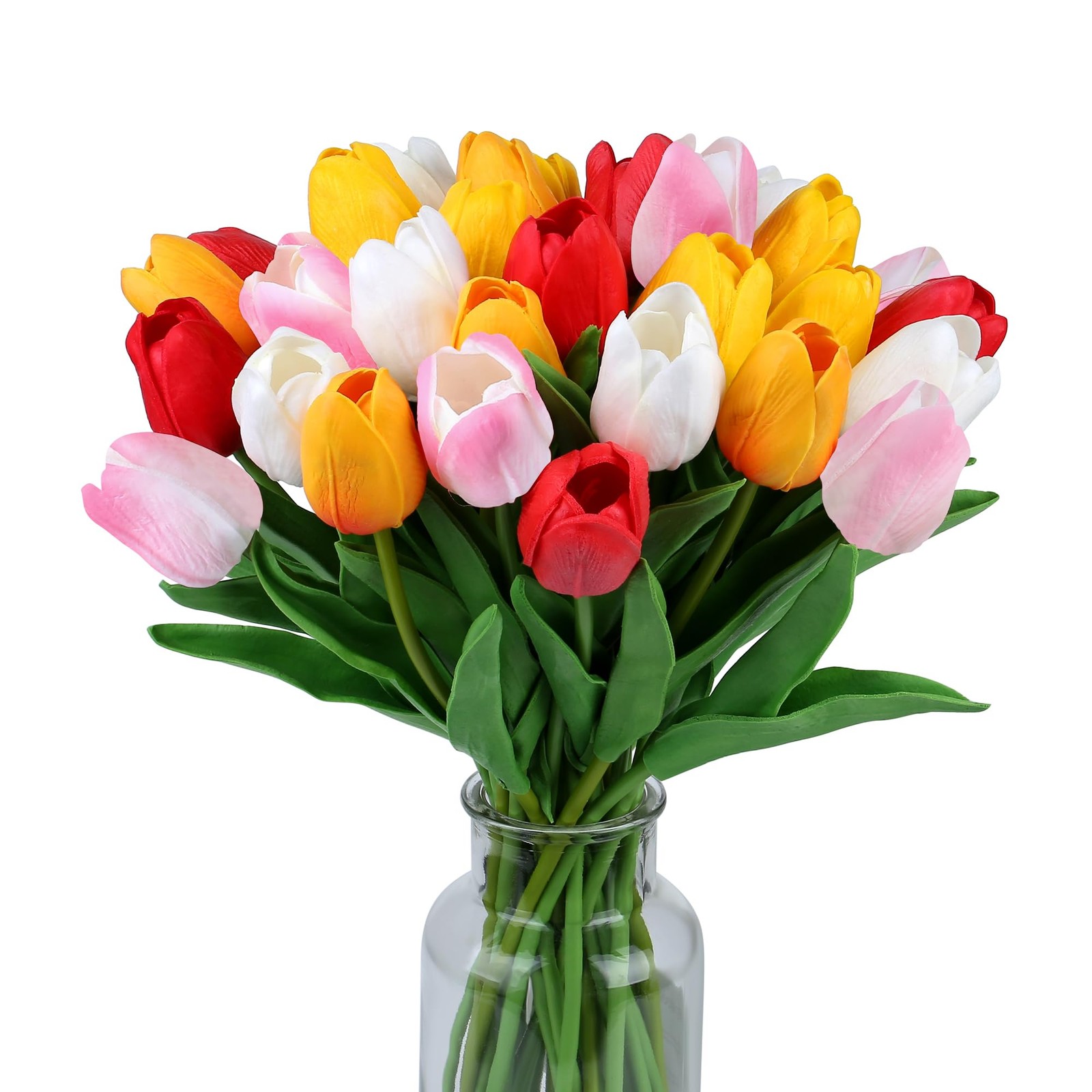 Fake Tulips 15pcs Real Touch PU Artificial Flower Assorted Colors
