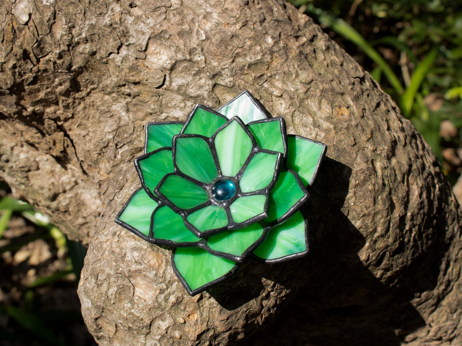 Artificial Succulent Plant, 1 pcs 3D Stained Glass Succulent Ornament, Handma…