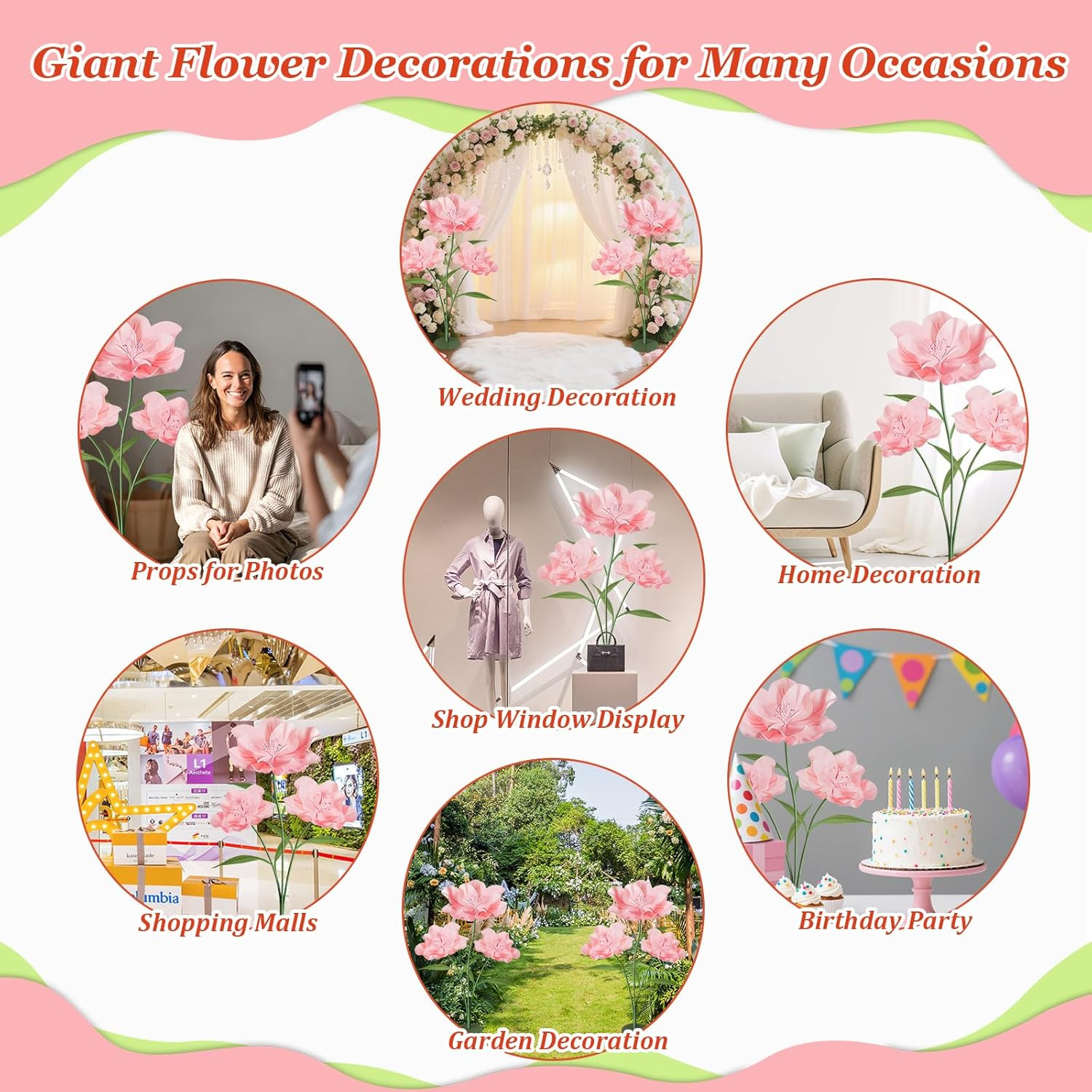Giant Artificial Flowers for Decoration, 5.6 Ft Waterproof EVA Large Fake Flower