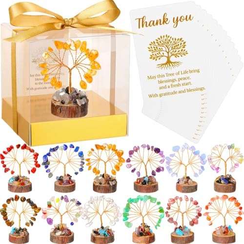 Sets Mini Crystal Tree Return Gifts for Women Sister 3.54 Inch Box 12 Colorful