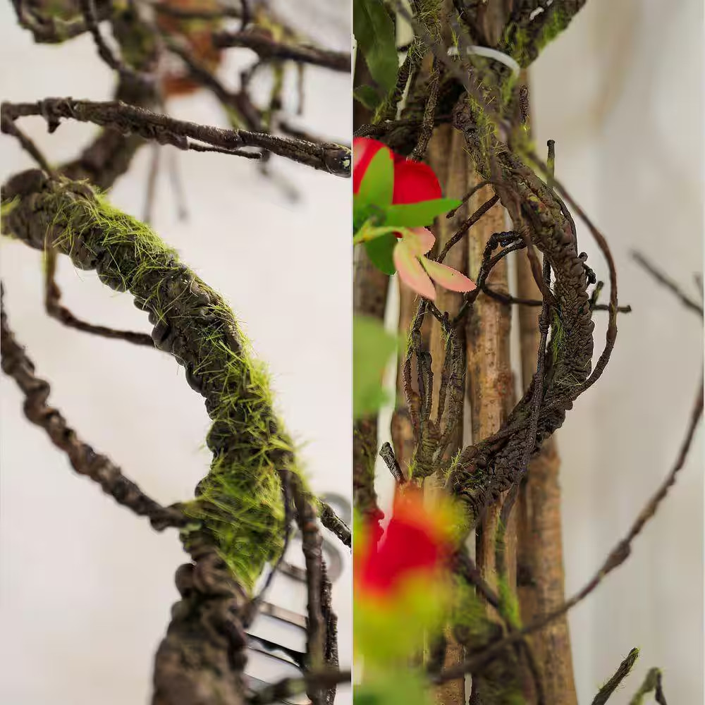 0.8 In. Brown Artificial Vine with Moss Flexible Lifelike Plant Twig for Indoor