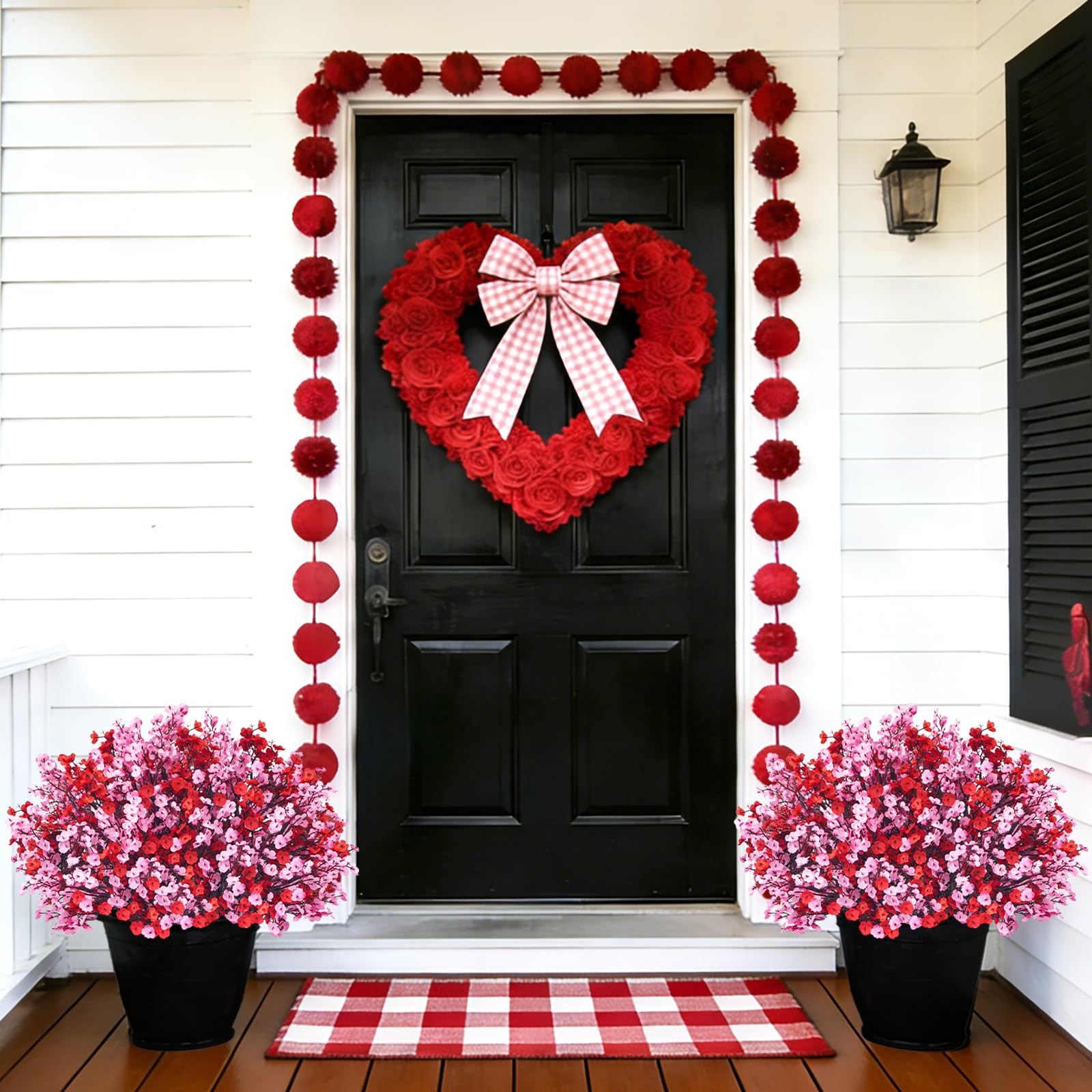 6 Pcs Valentine’s Day Artificial Baby’s Breath Flowers, Red Pink Faux Gypsoph…