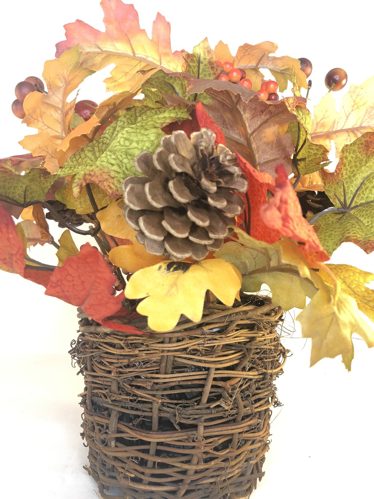 Fall Artificial Flower Leaf Autumn Centerpiece Orange Yellow Arrangement 13×12