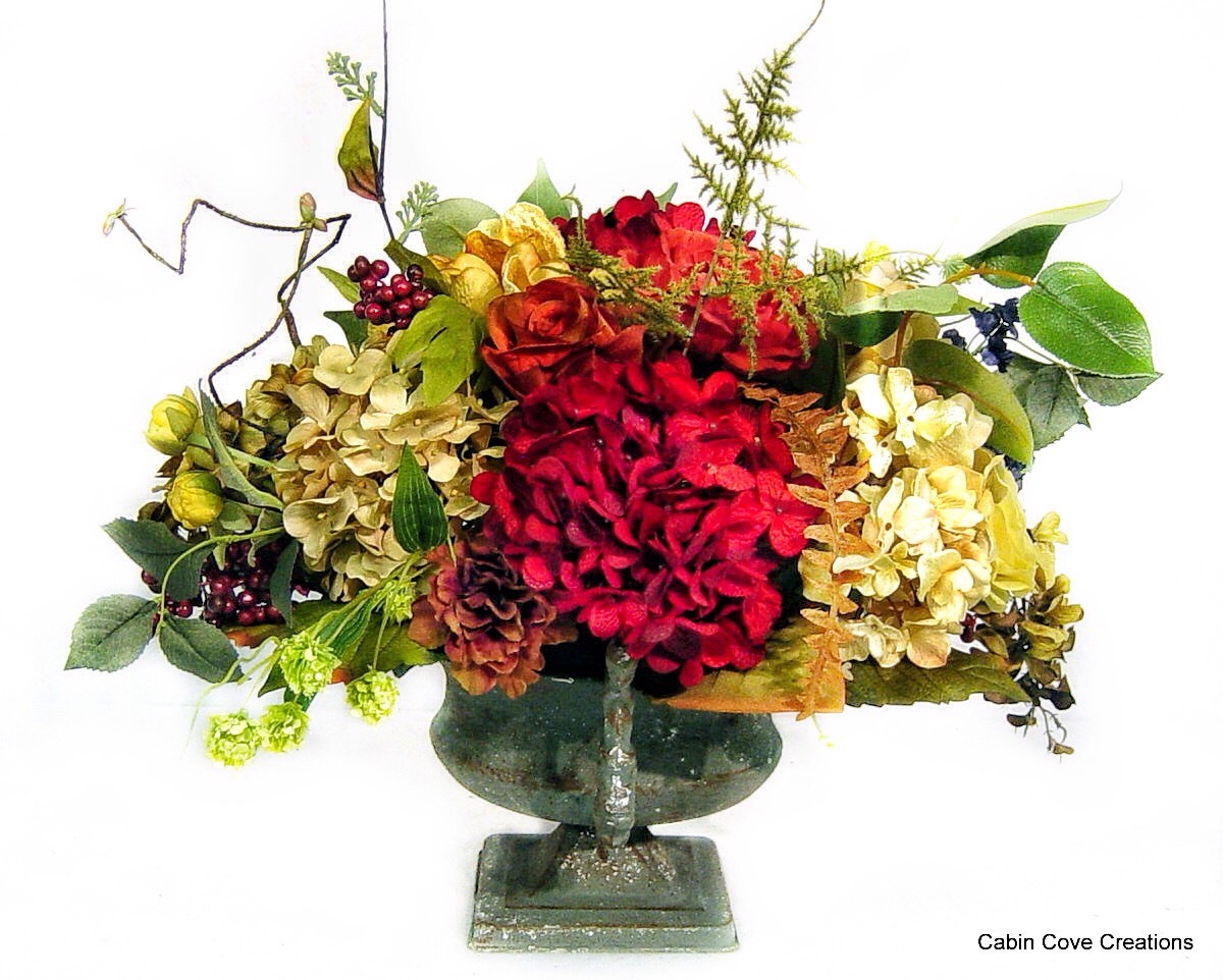 Silk Floral Arrangement Centerpiece Old World Urn 4 Season CUSTOM DESIGNS