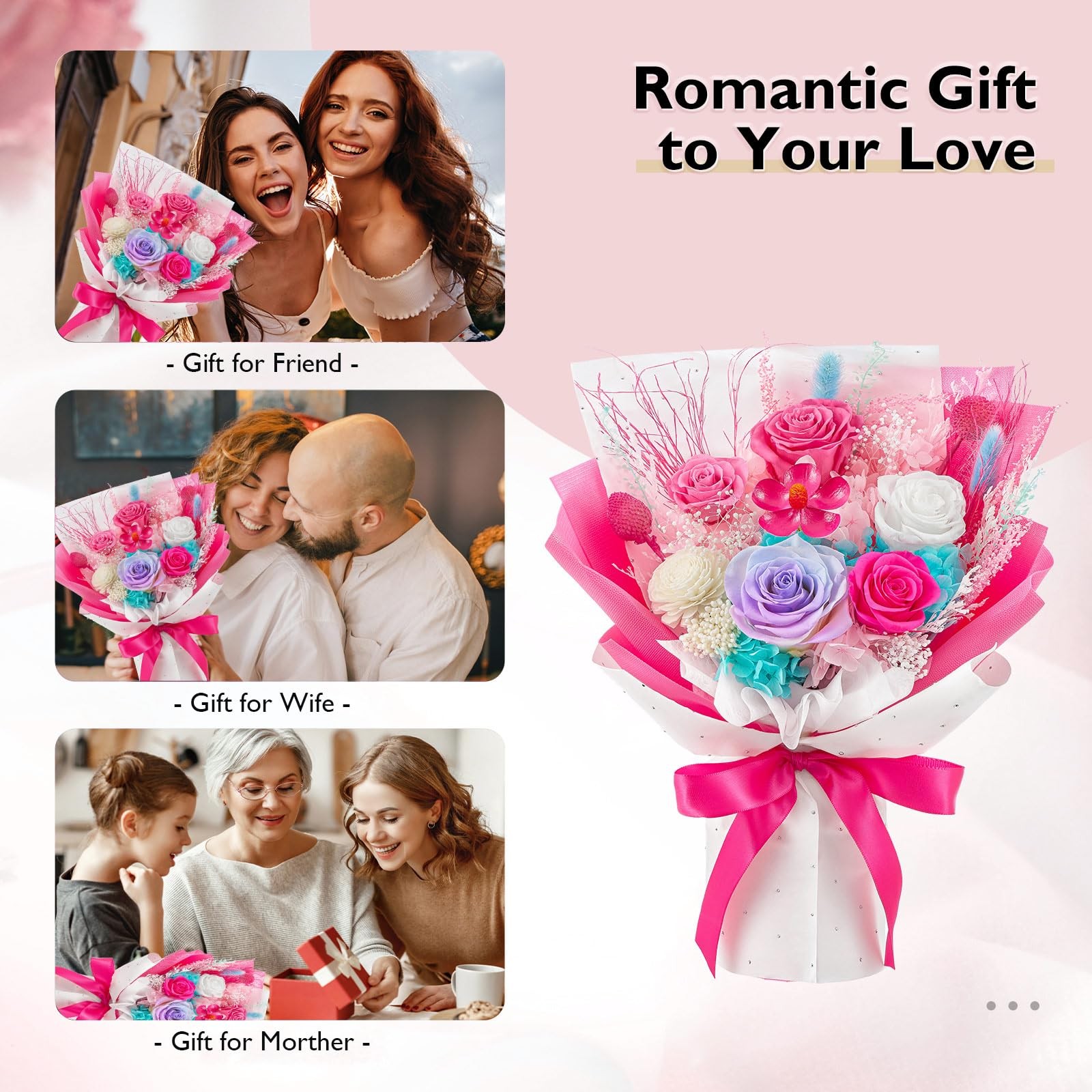Flowers for Delivery Prime, Mother’s Day Forever Flowers Bouquet, Preserved H…