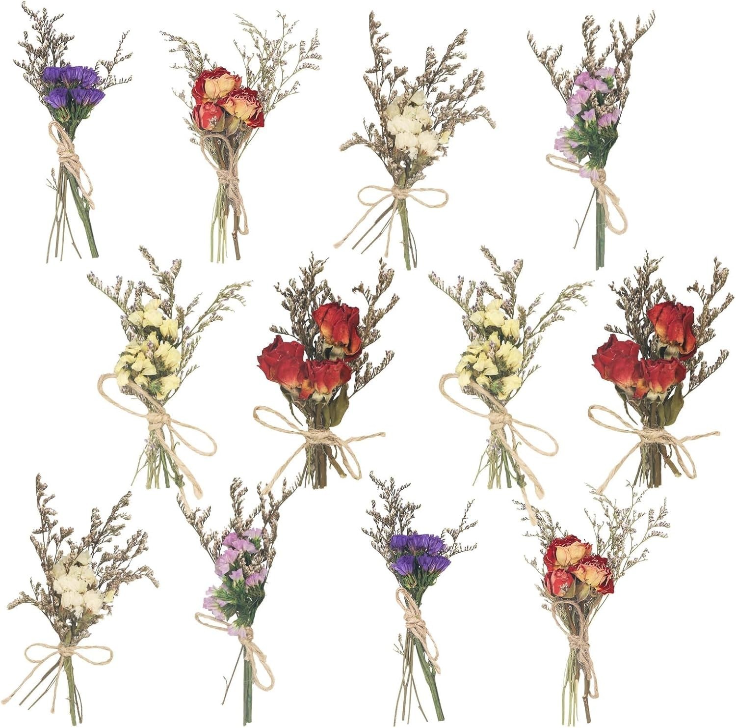 12 Pcs Mini Dried Flowers Bouquet Forget Me Not Lavender Rose Bouquets Natura…