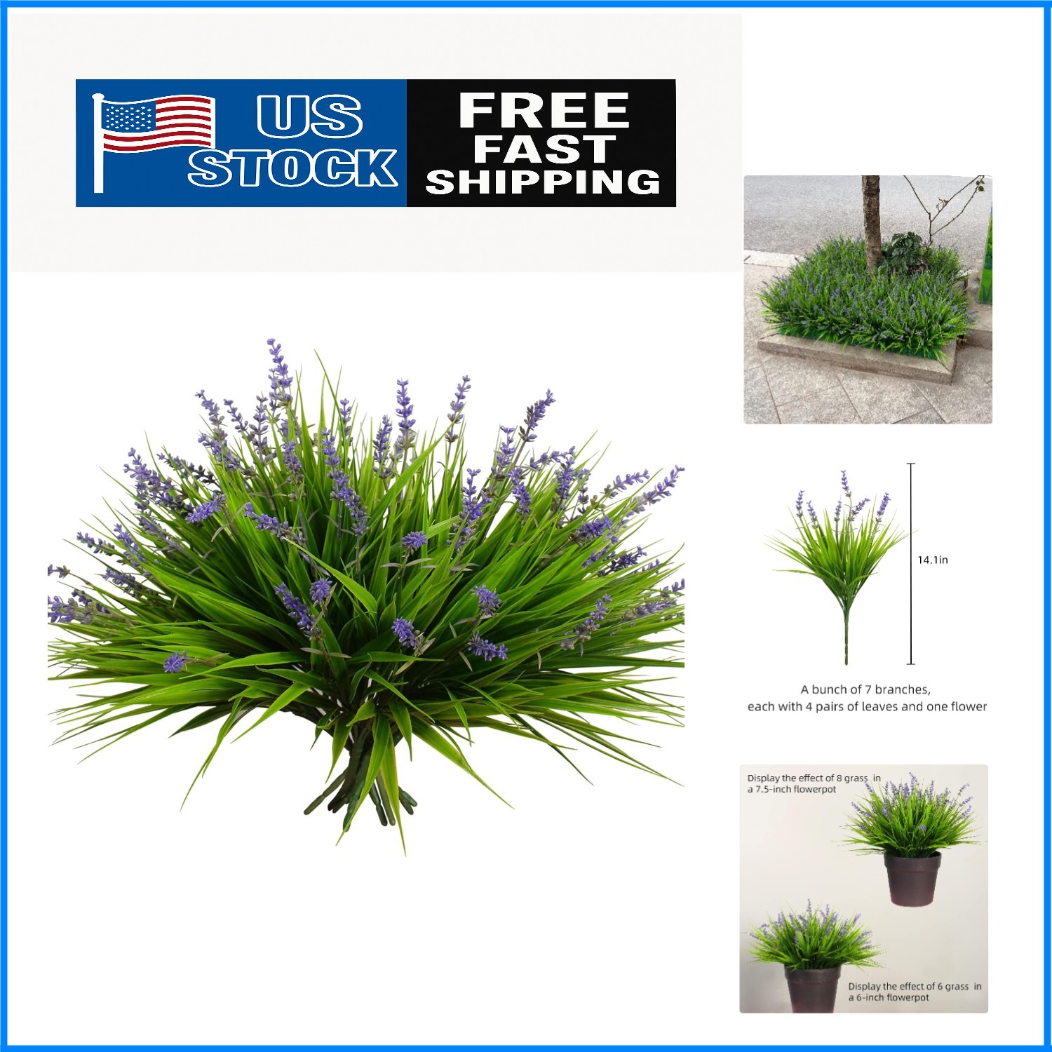 Zero Maintenance Artificial Monkey Grass with Flowers – 12 Bundles for Any Space