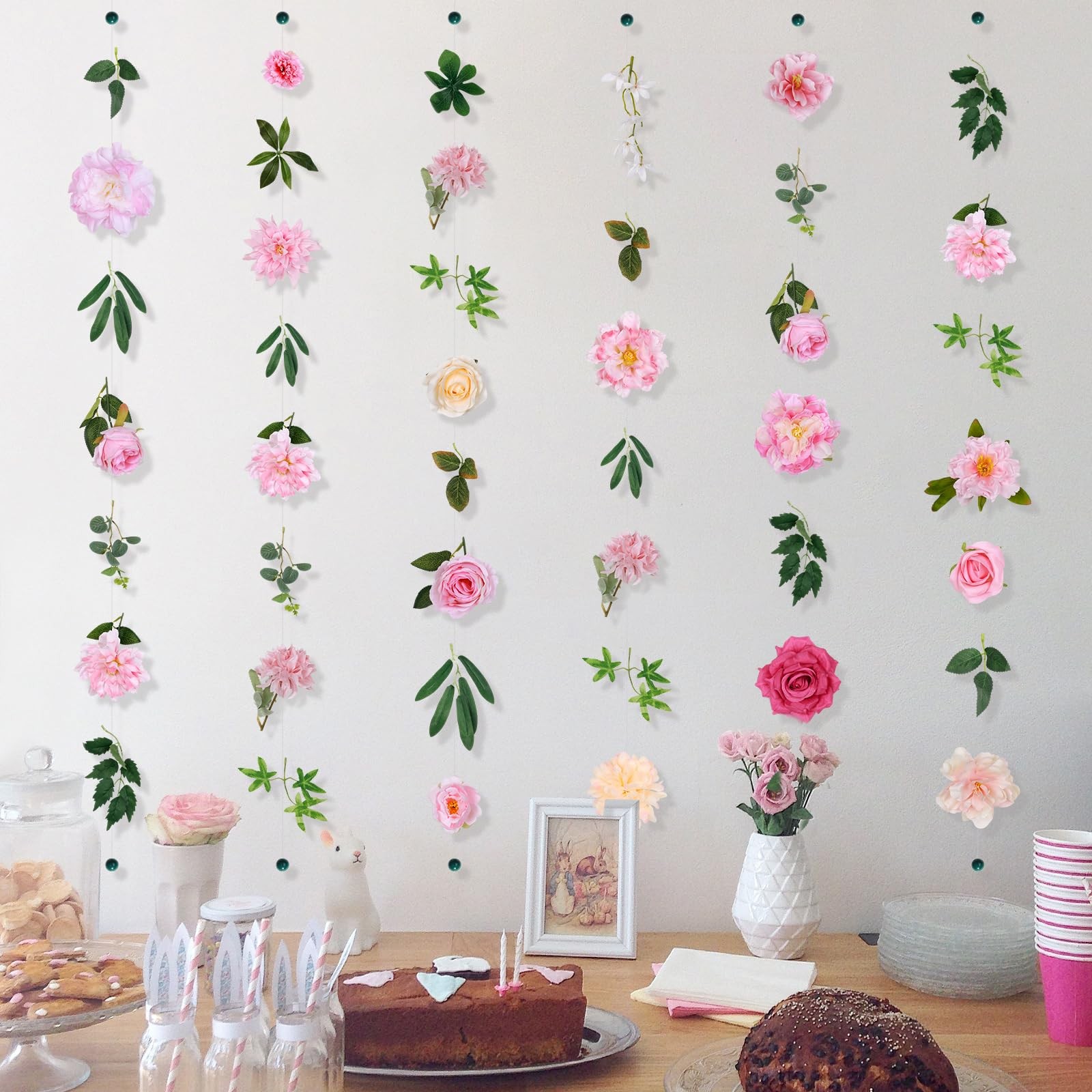 6 pcs Artificial Flower Garland Hanging Decorations,5.9ft Hanging Flowers for…