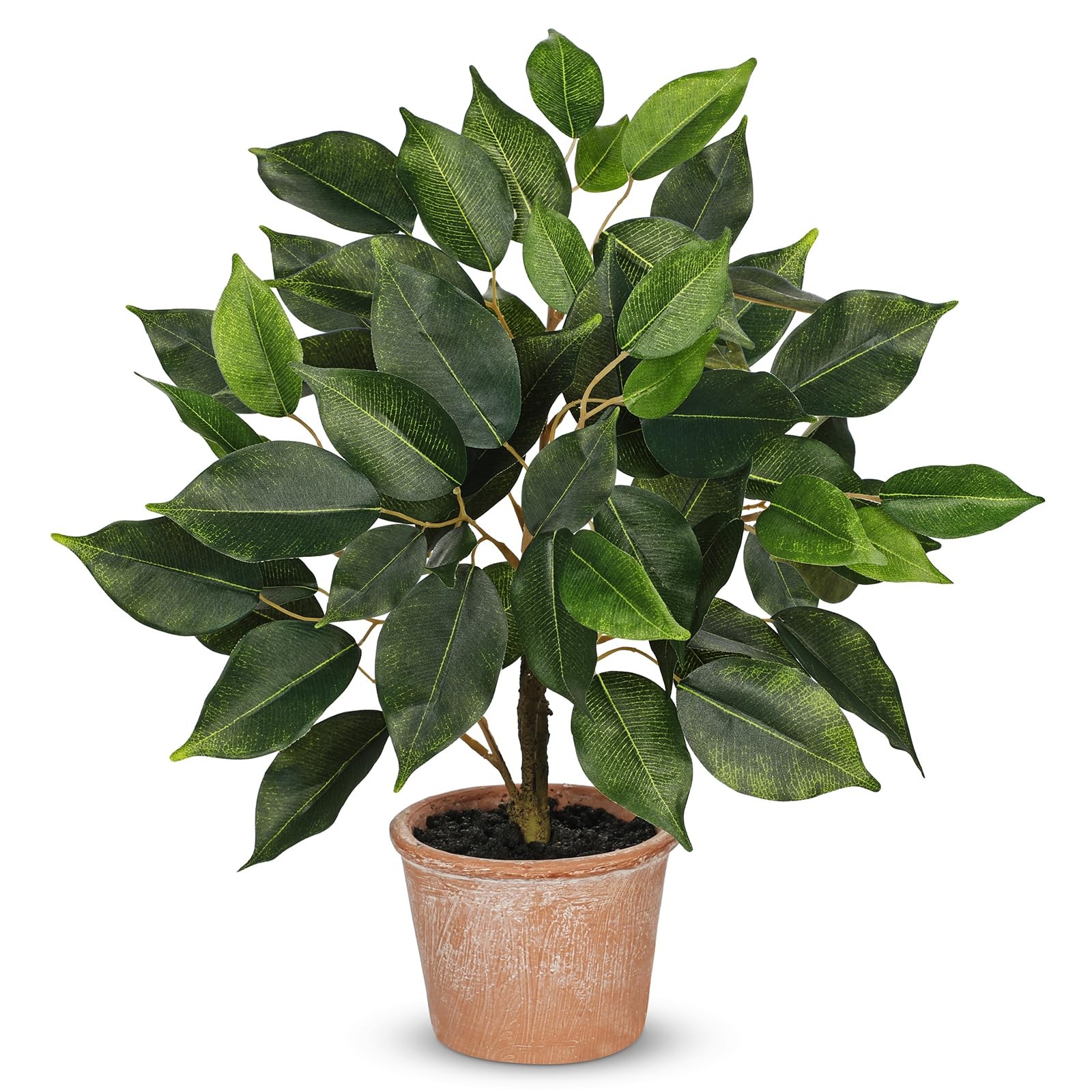 Small Artificial Ficus Banyan Tree Silk Plant Terracotta Pot 13 Inch
