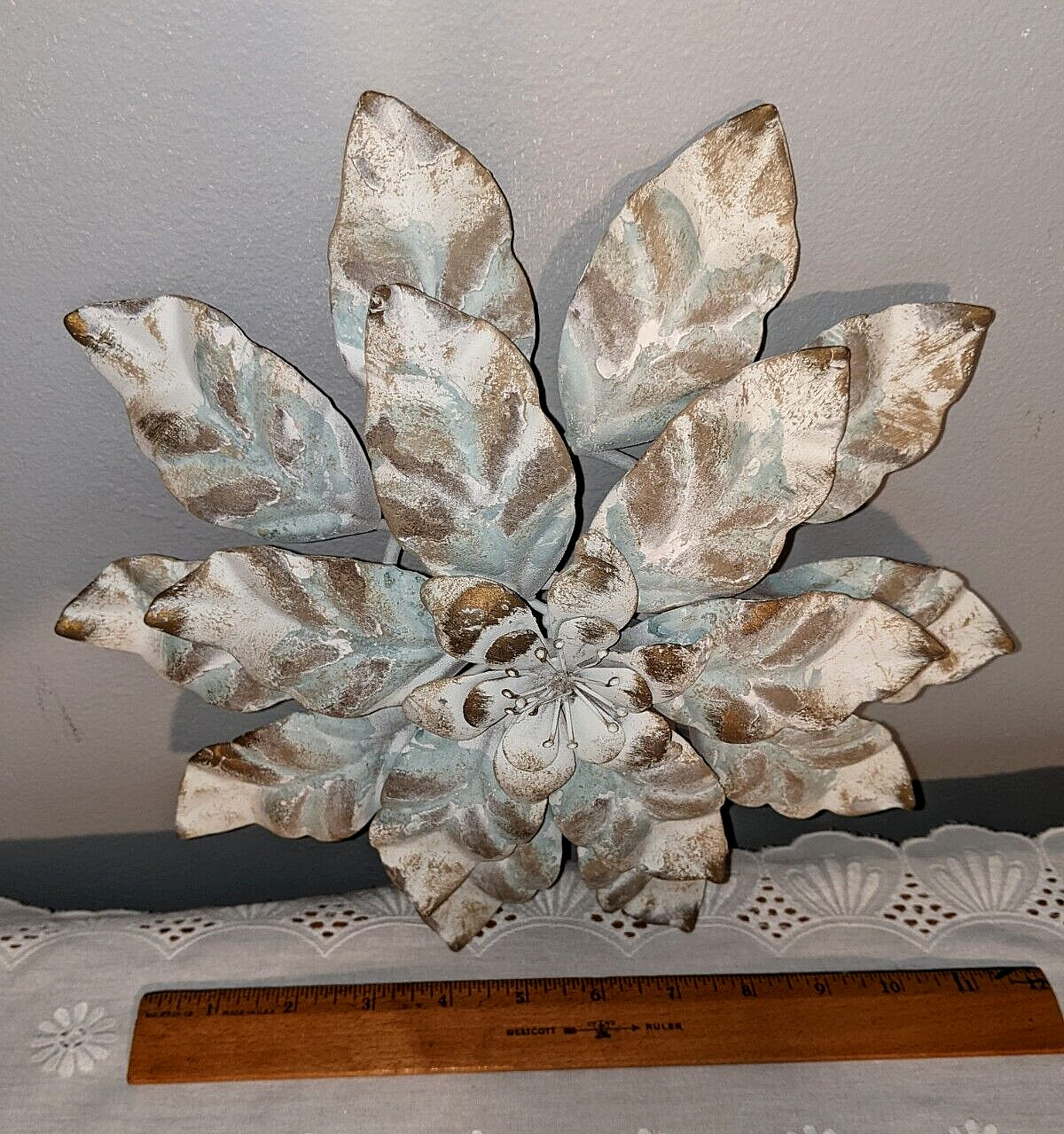 Hobby Lobby Hanging Metal Flower Wall Art Home Decor Teal Brown White 12” Lot 2