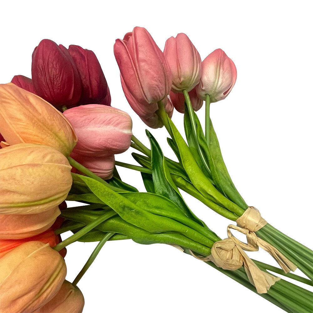 15″ Multicolor Faux Tulips Silk Floral for Wedding Bouquets Home Decor