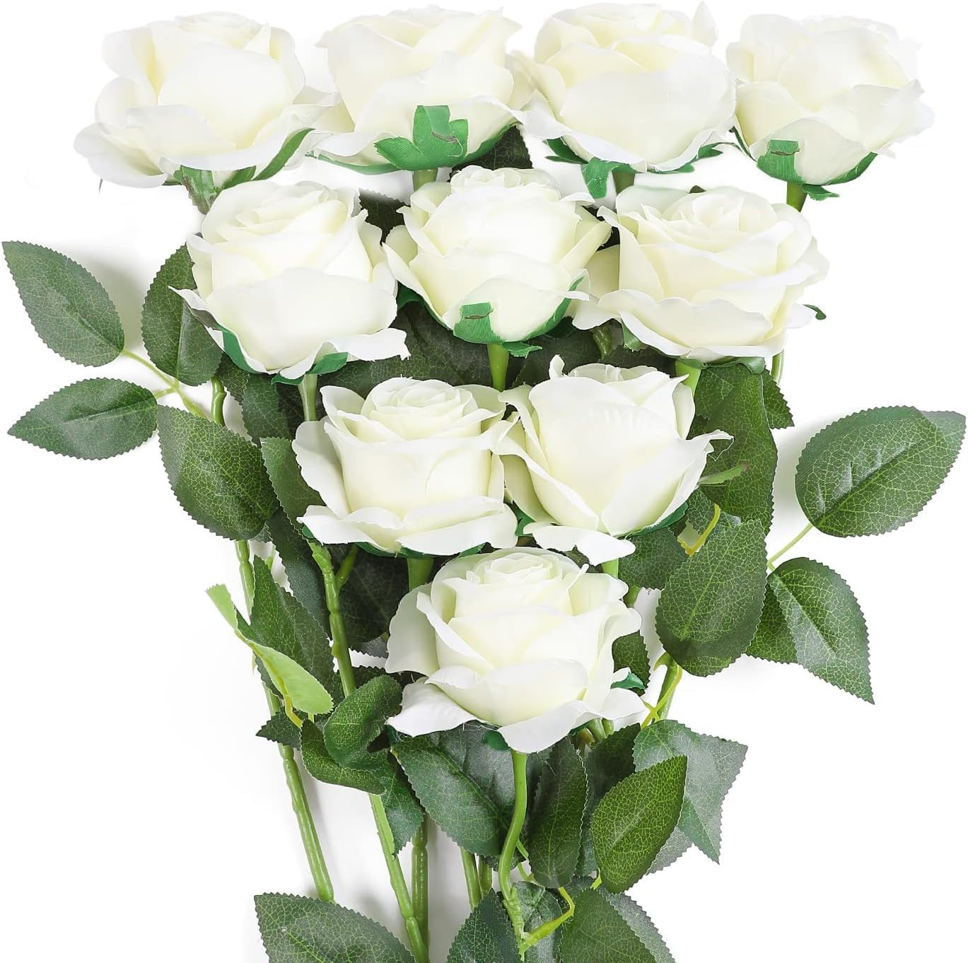 JUSTOYOU 10Pcs Artificial Roses Flowers, Realistic Blossom Roses, Real Touch Sil