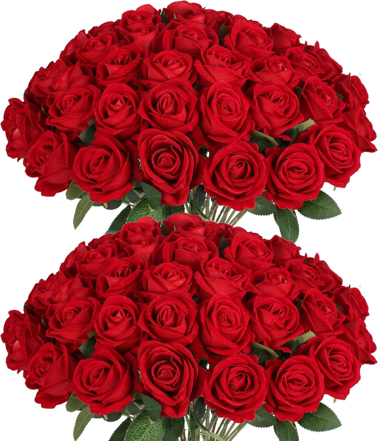 50 PCS Artificial Red Roses – Realistic Silk Flowers for Weddings & Home Decor