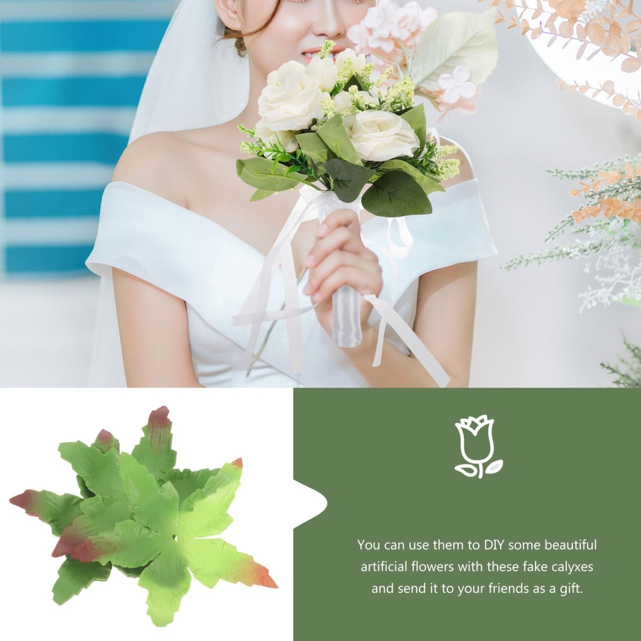 50 Pcs Fabric Sepals Petals Artificial Flower Sepals for DIY Calyxes for Flow…
