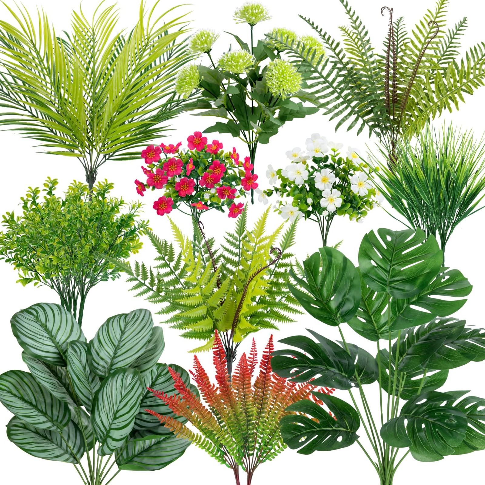Besteek 20 Pcs Artificial Plants Outdoor Fake UV Resistant Artificial Flowers…