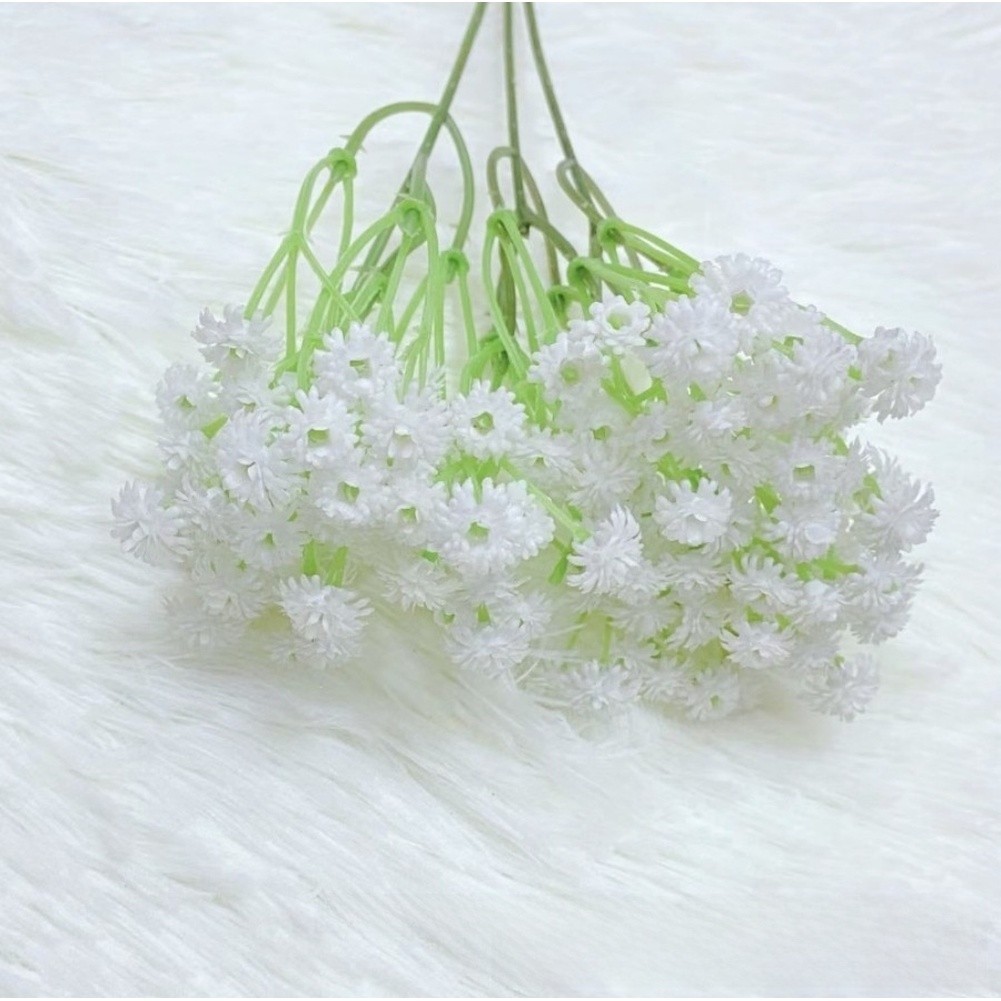 3-Stem Soft PVC Baby Breath Flowers for Wedding Bouquets and Photography Props
