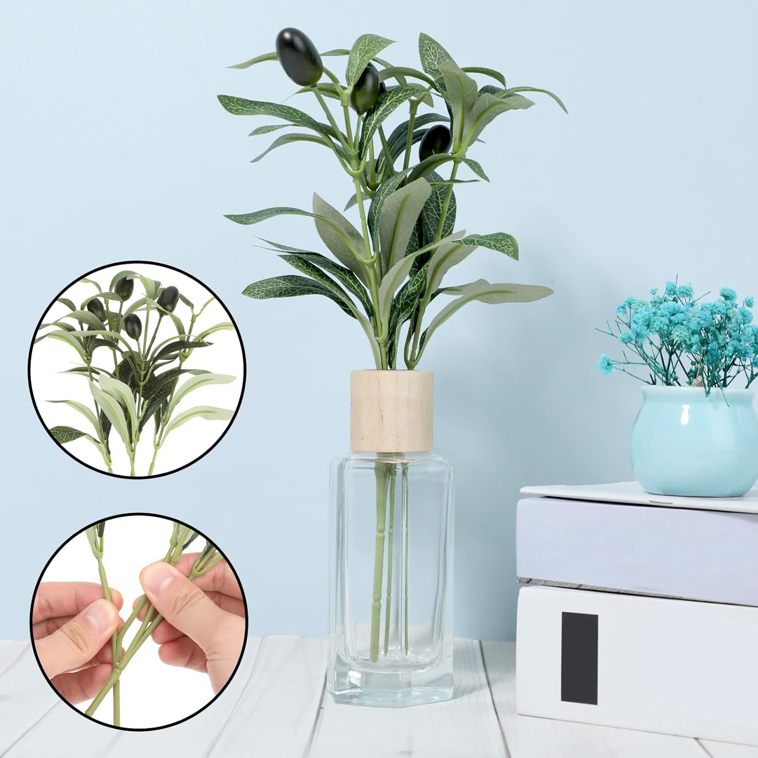 11 Inch Olive Branches for Vases, 5 PCS Artificial Plants Olive Tree Branches Fa