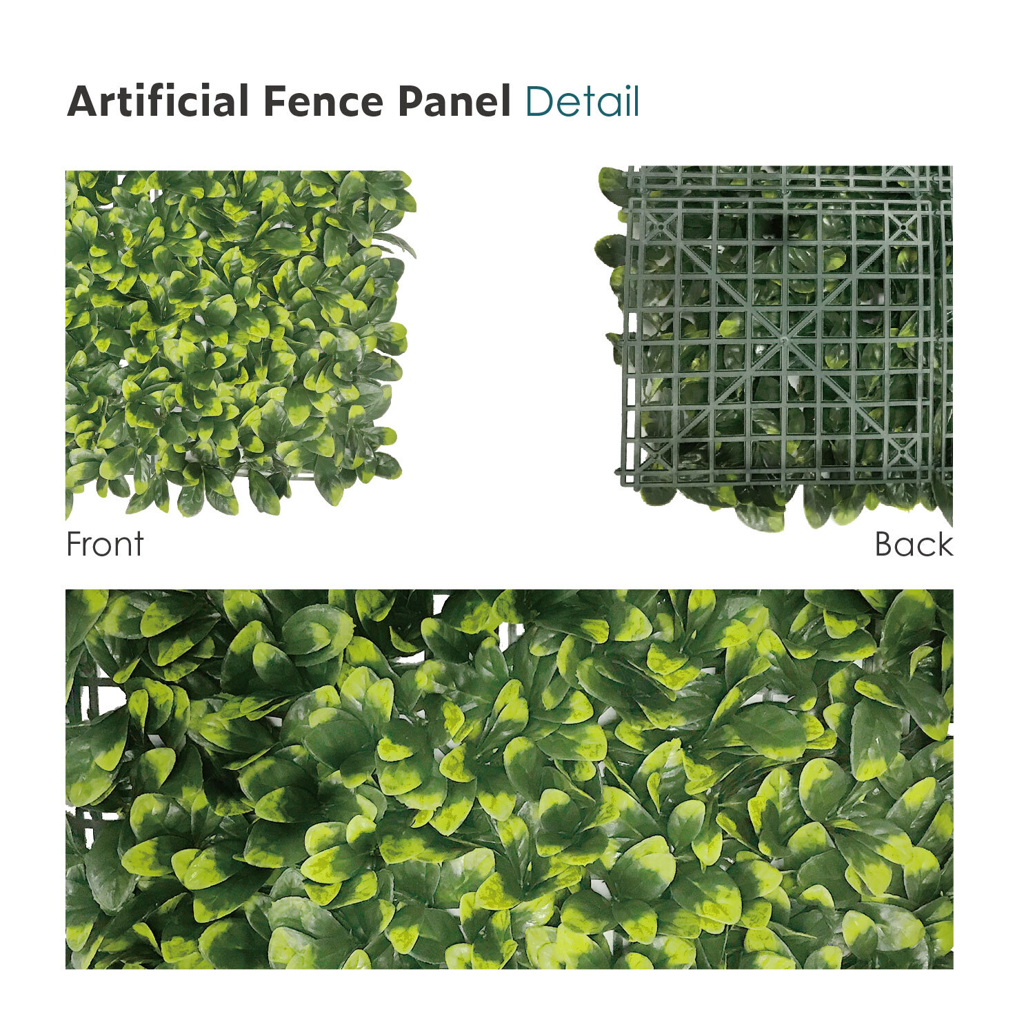 20”x20″ Artificial Ficus Leaf Mat Wall Hedge Decor Privacy Fence Panel Grass