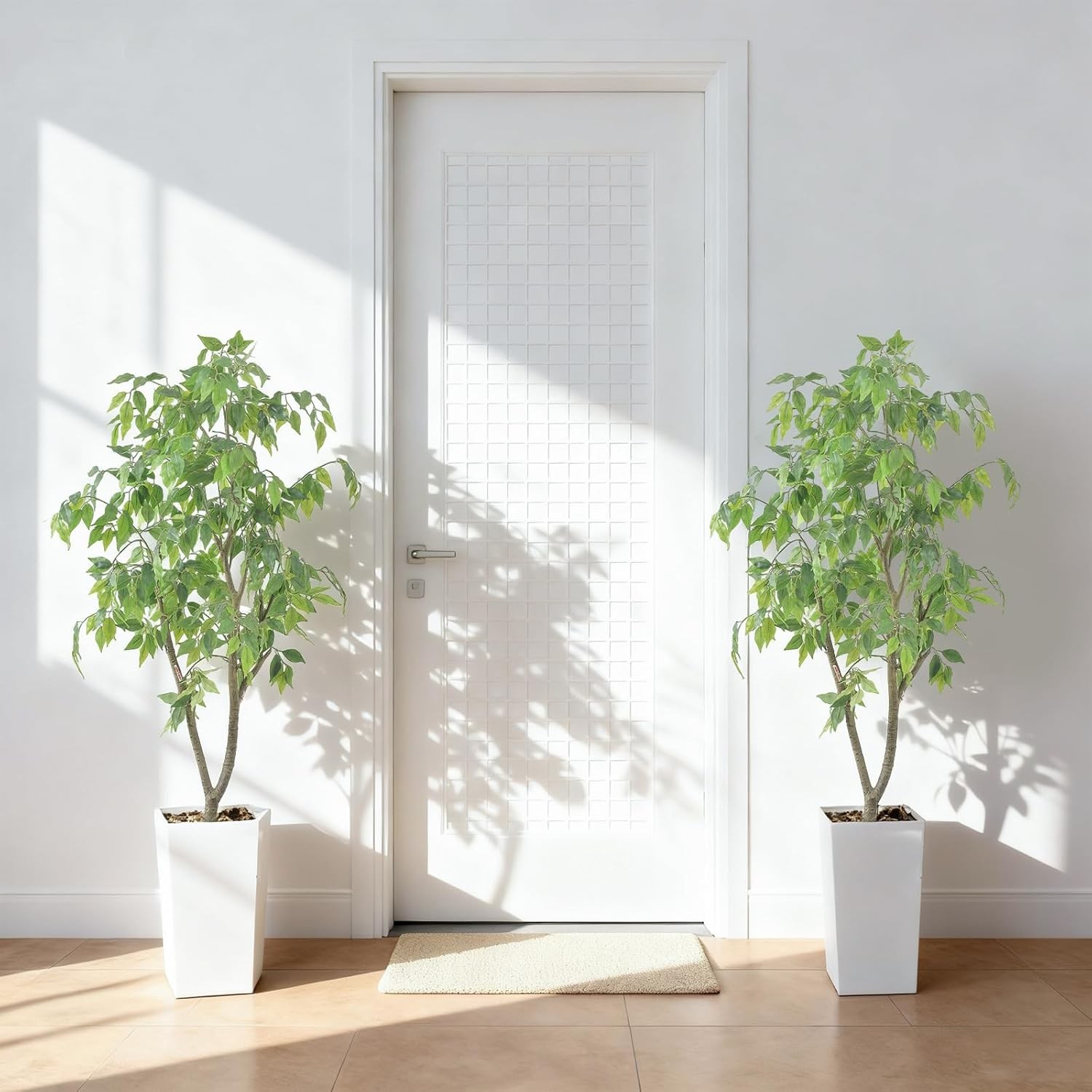 Artificial Plants, 150cm Tall Plant Ficus Artificial Tree with White Pot, Fake