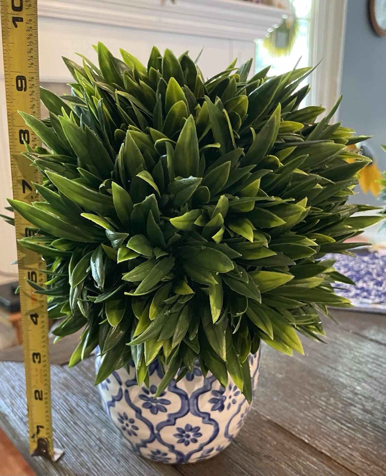 Artificial 10 In Potted Boxwood Plant Greenery with Blue Ceramic Pot Decor Gift