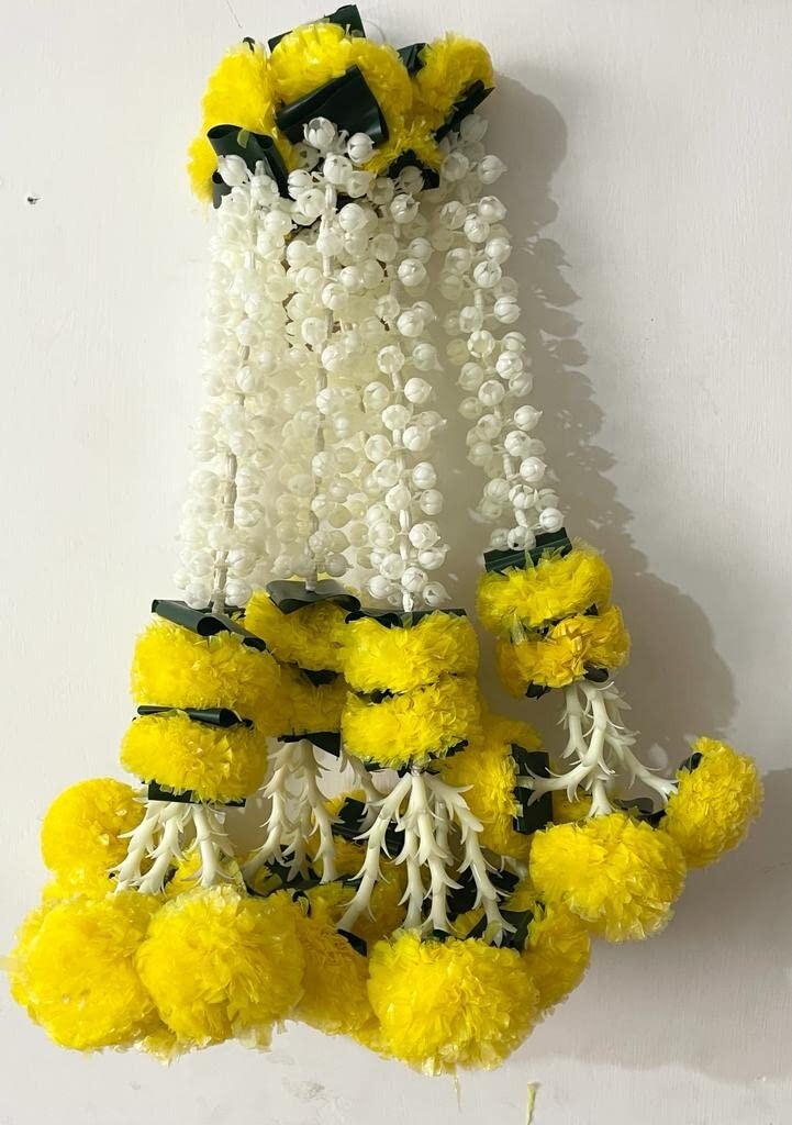 Artificial Marigold,Jasmine,Lily,Green Leaves Tassles Garlands/Wall hangings for