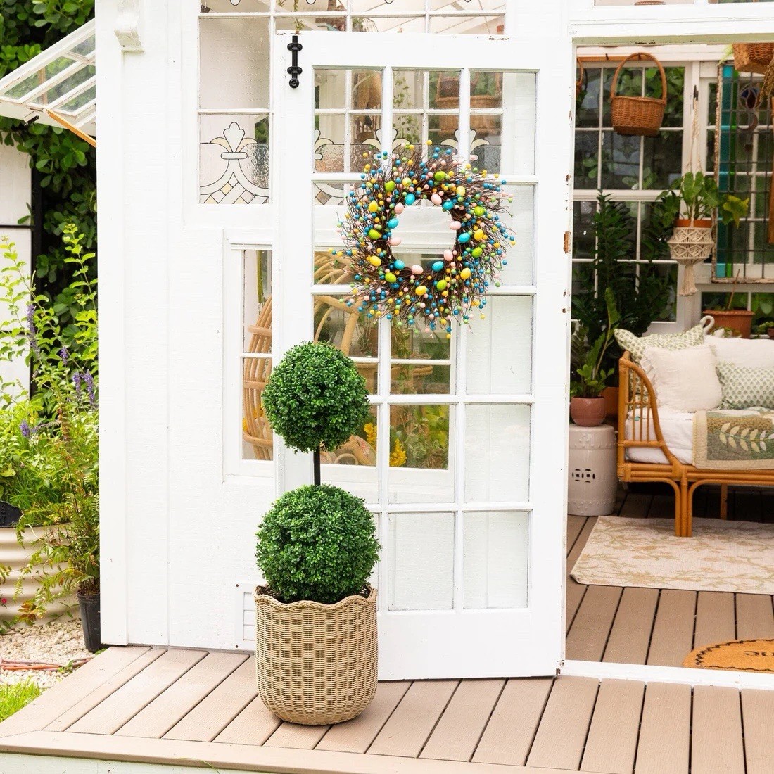 3′ UV Resistant Artificial Boxwood Topiary with Ground Stake (Indoor/Outdoor)