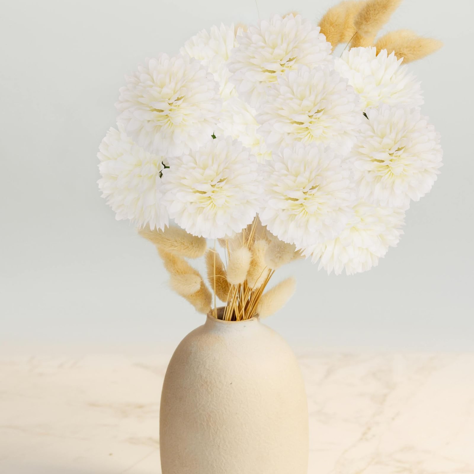 10Pcs Orange Fake Flowers Pompom Mums Stemless Chrysanthemums Balls,2.8 Inch …