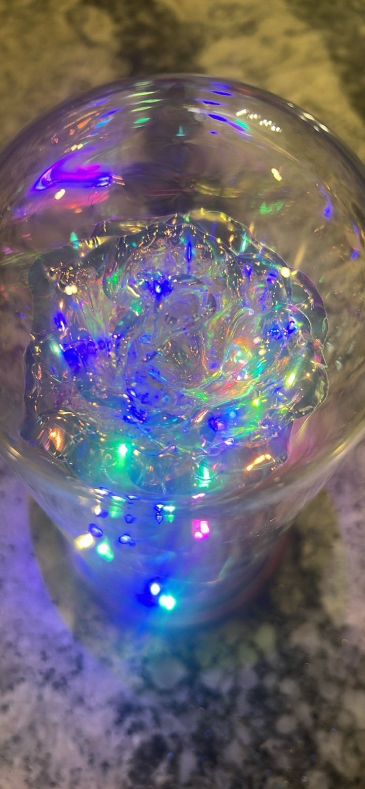 Led Rose Lamp – Galaxy Rose Nightlight With Acacia, Wood Base And Glass Dome