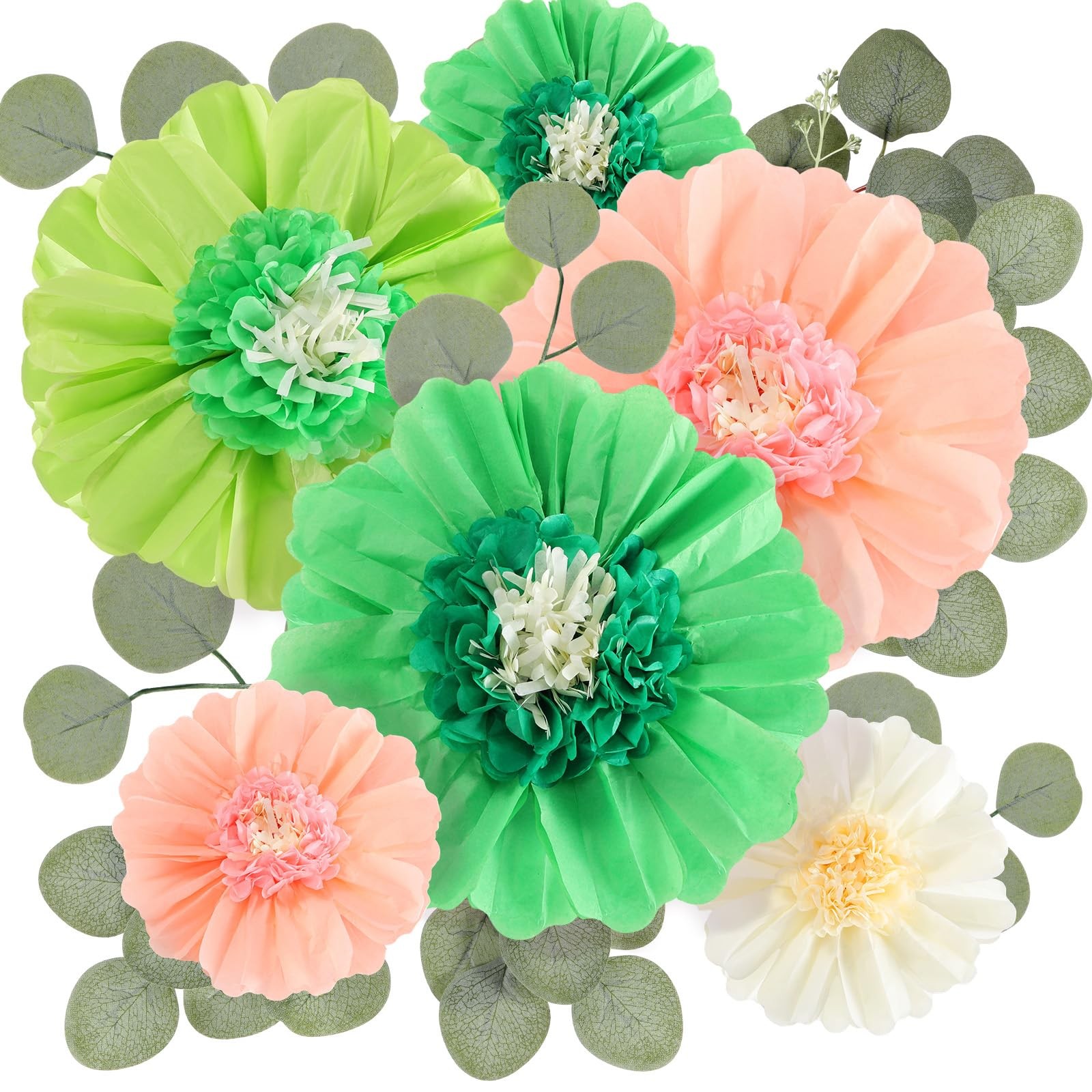 40 Pcs Giant Flowers and Artificial Eucalyptus Leaves, Large Flowers Wall Dec…