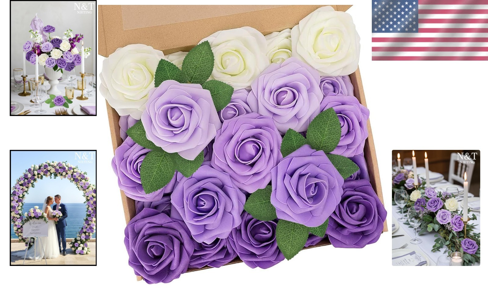 Vibrant 25pcs Artificial Purple Roses – Ideal for Weddings and Craft Projects