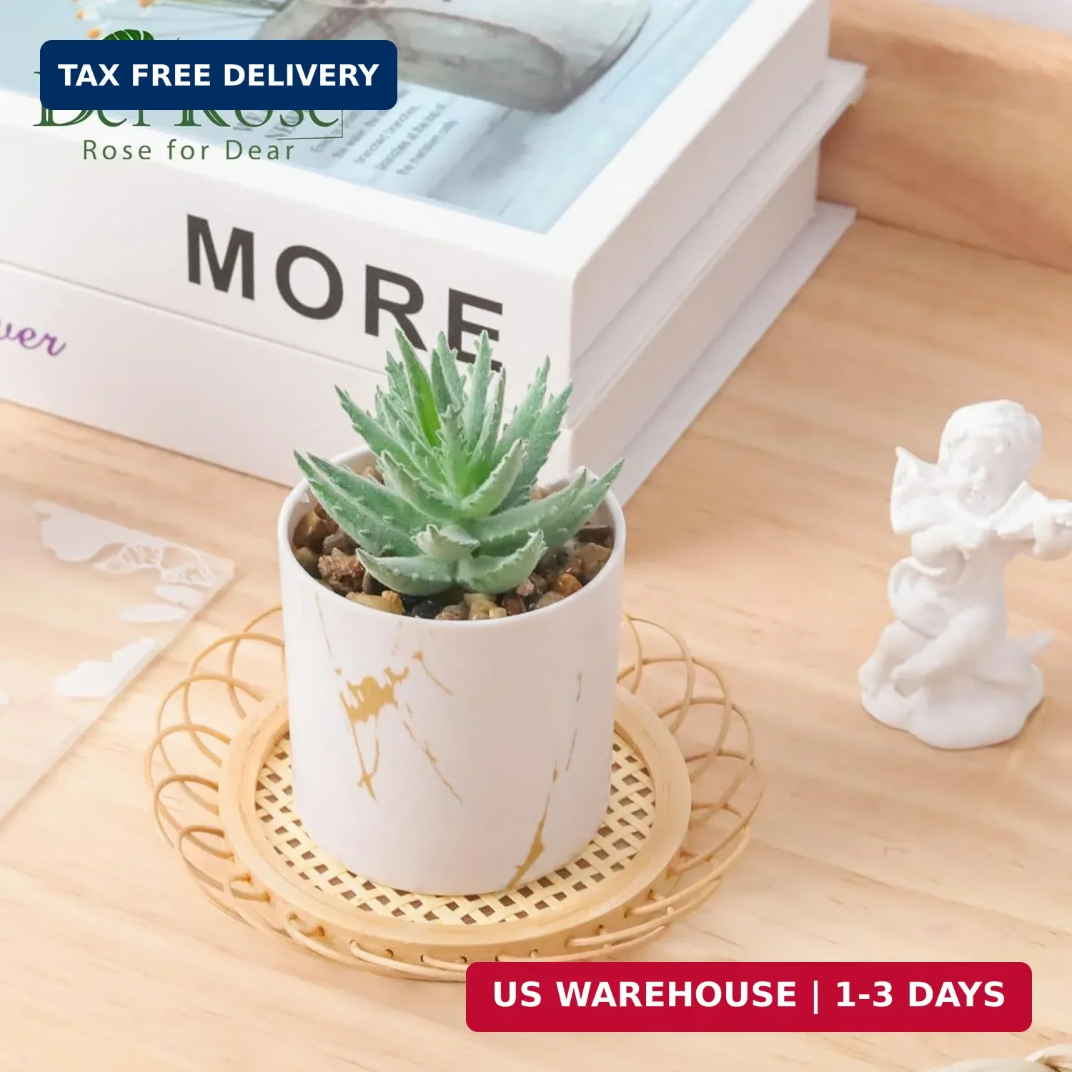 Der Rose Set of 2 Succulents Plants Artificial Mini Fake Succulents Plants for H