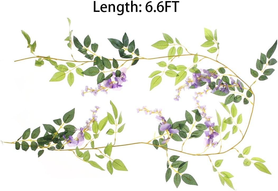 2Pcs 6.6Ft Artificial Flowers Vines Silk Wisteria Artificial Garlands Fake Ha…