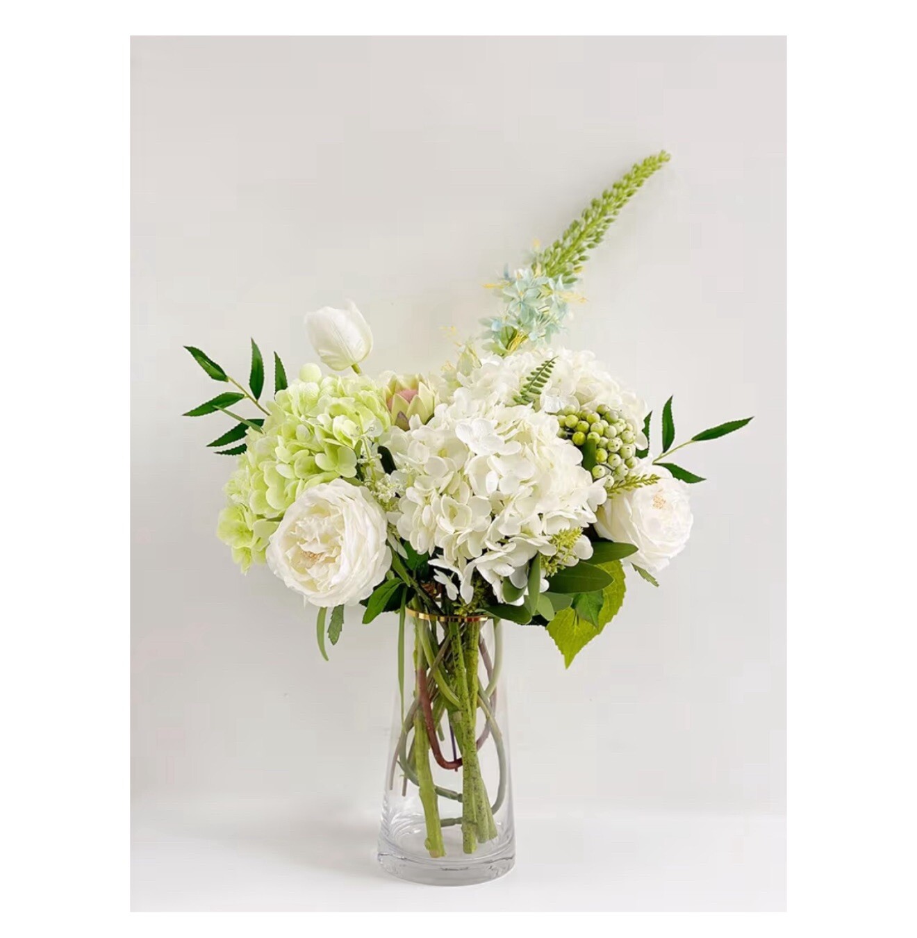 YalzoneMet 3 PCS White Hydrangea Artificial Flowers 21 inchs