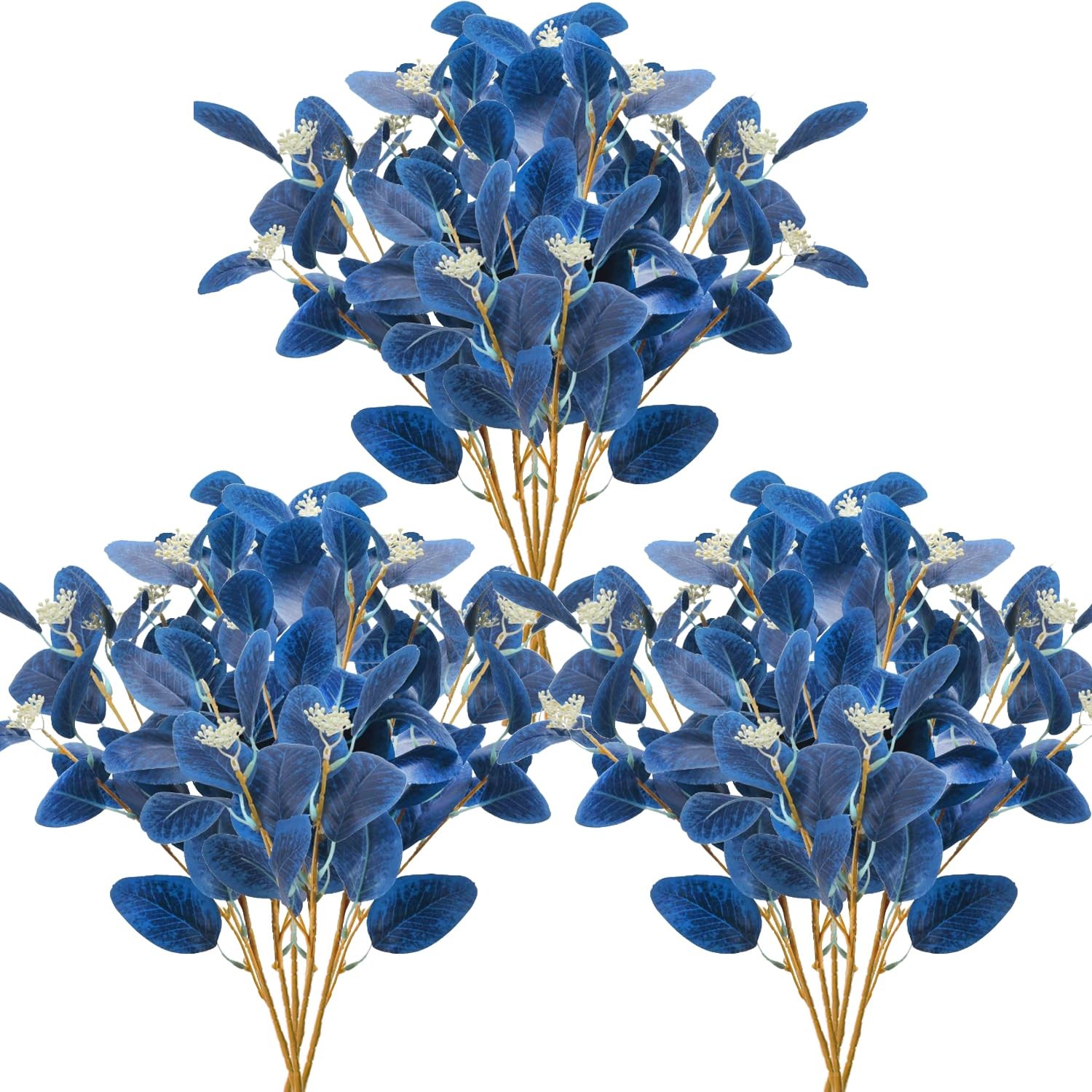 15PCS Artificial Blue Eucalyptus Stems Faux Greenery Stems with Seeds Blue Eu…