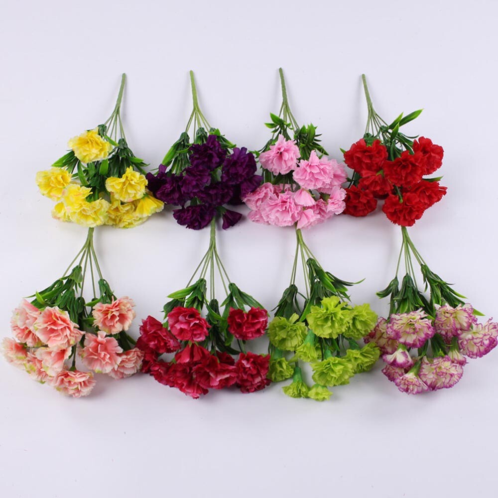 1PC Bright Artificial Carnation Fake Flower Bush Bouquet Home Wedding Decor