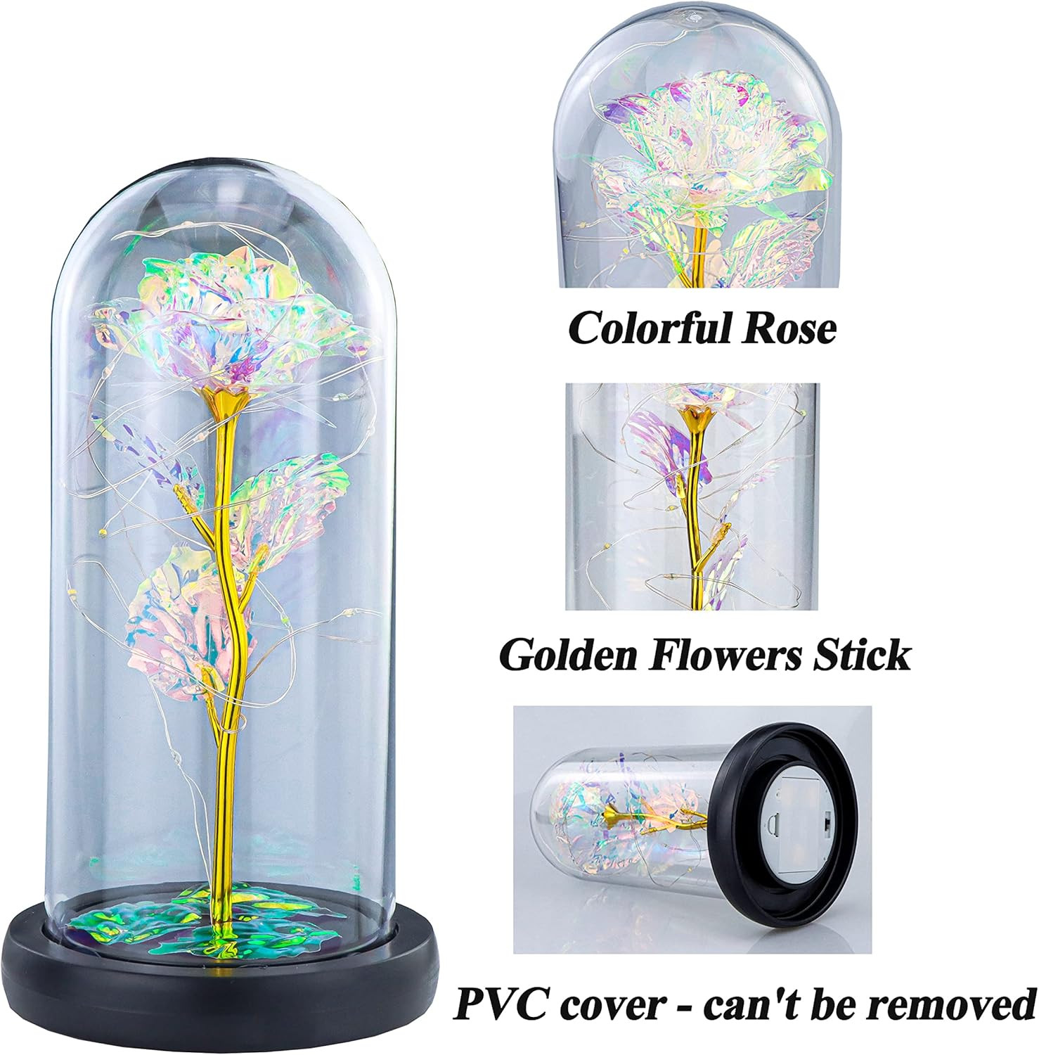 Galaxy Artificial Rose Flowers Forever Enchanted Colorful Light Romantic Gifts