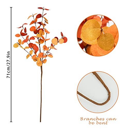 12 Pcs Artificial Eucalyptus Leaves 28” Tall Fall Flowers Leaf Greenery 12pcs