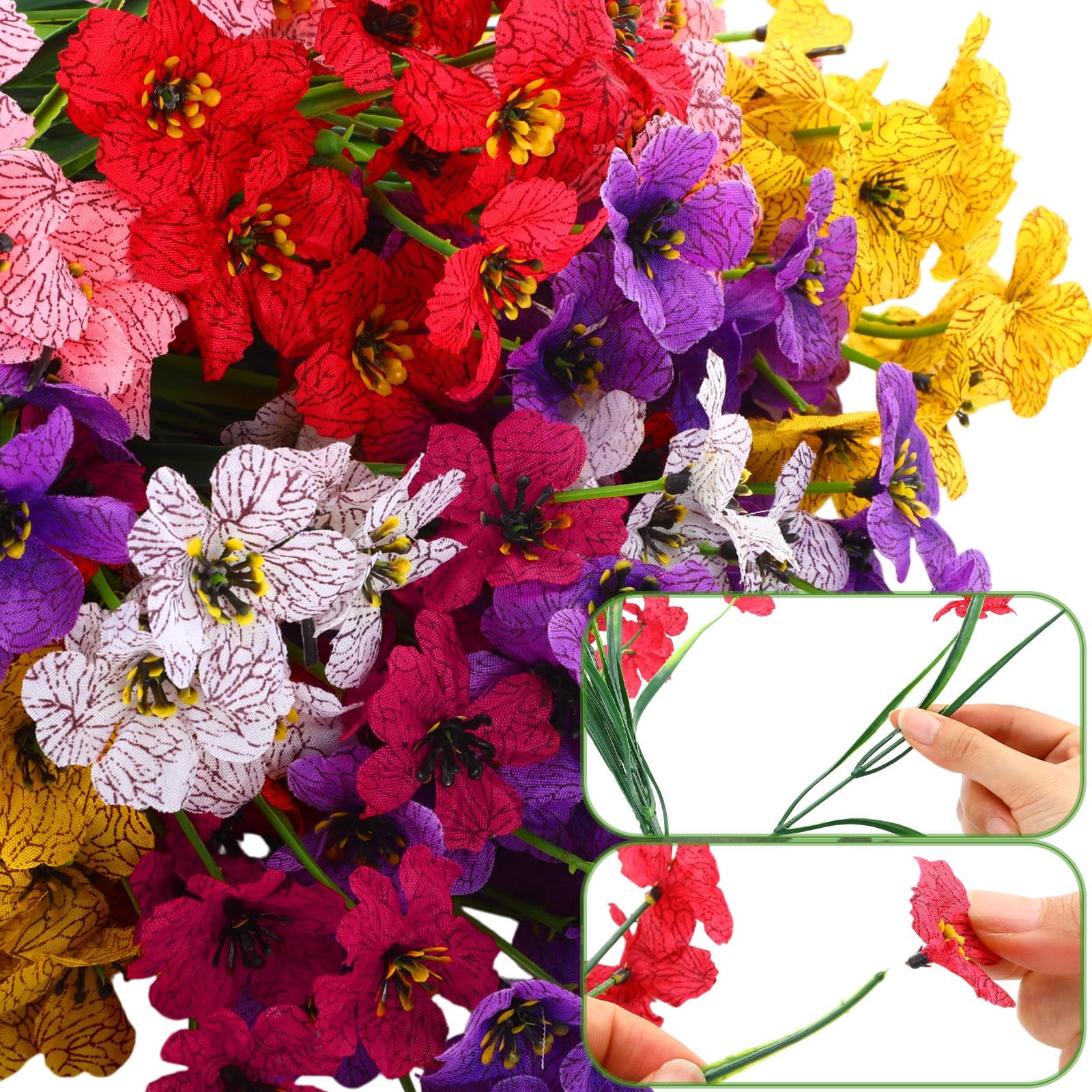 56 Bundles Artificial Flowers for Outdoor Decoration Plastic No Fade UV Resis…